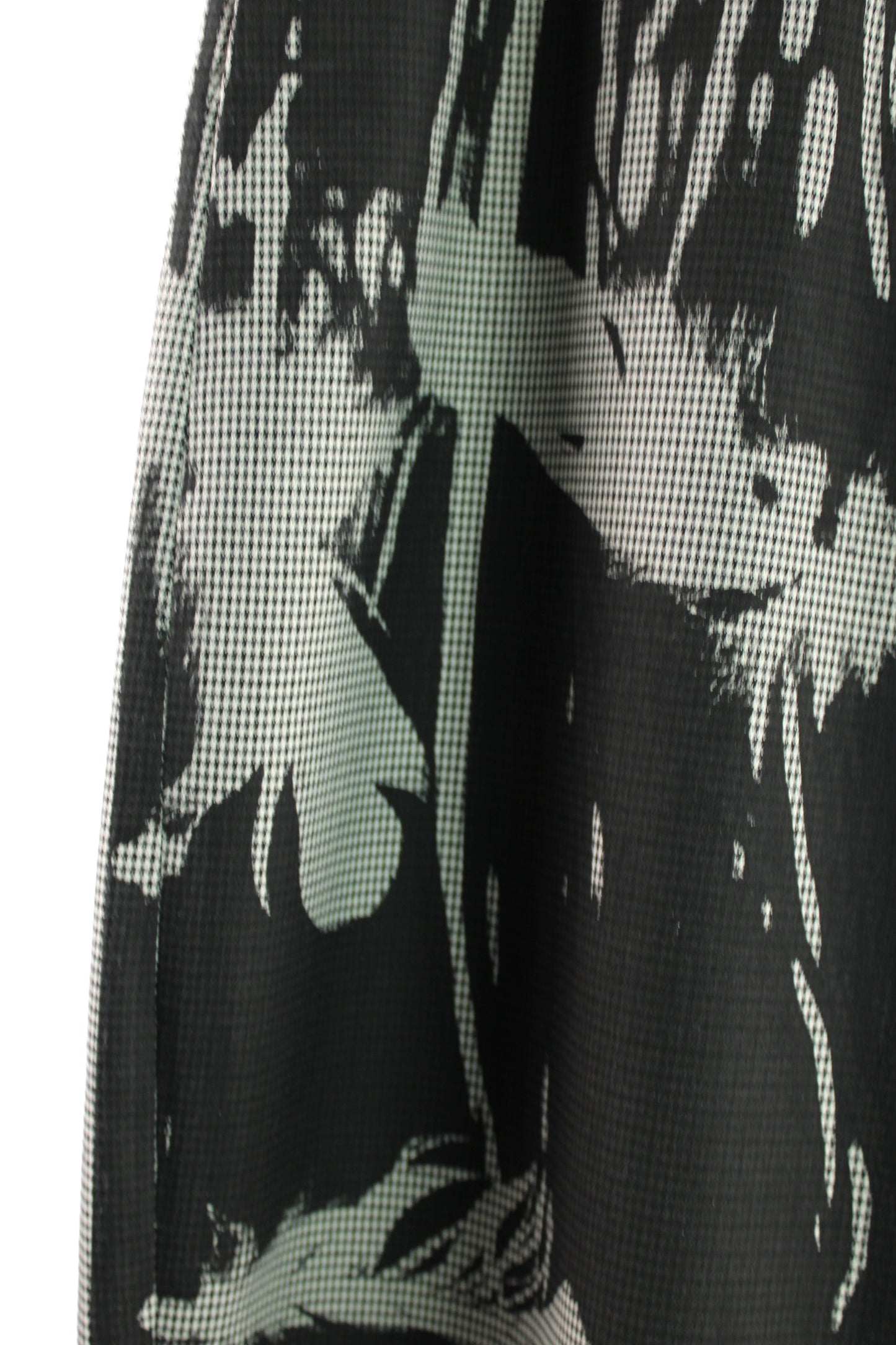 Back and White Houndstooth Wool Pant with Black Print