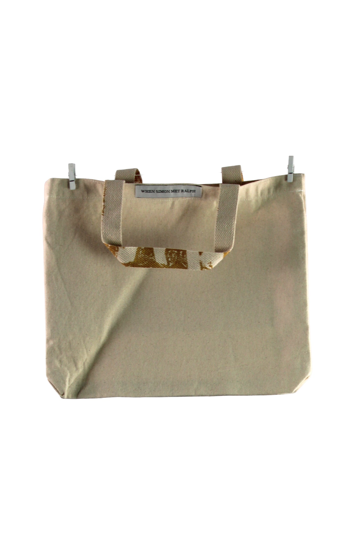 Canvas Tote with Gold Mask Print
