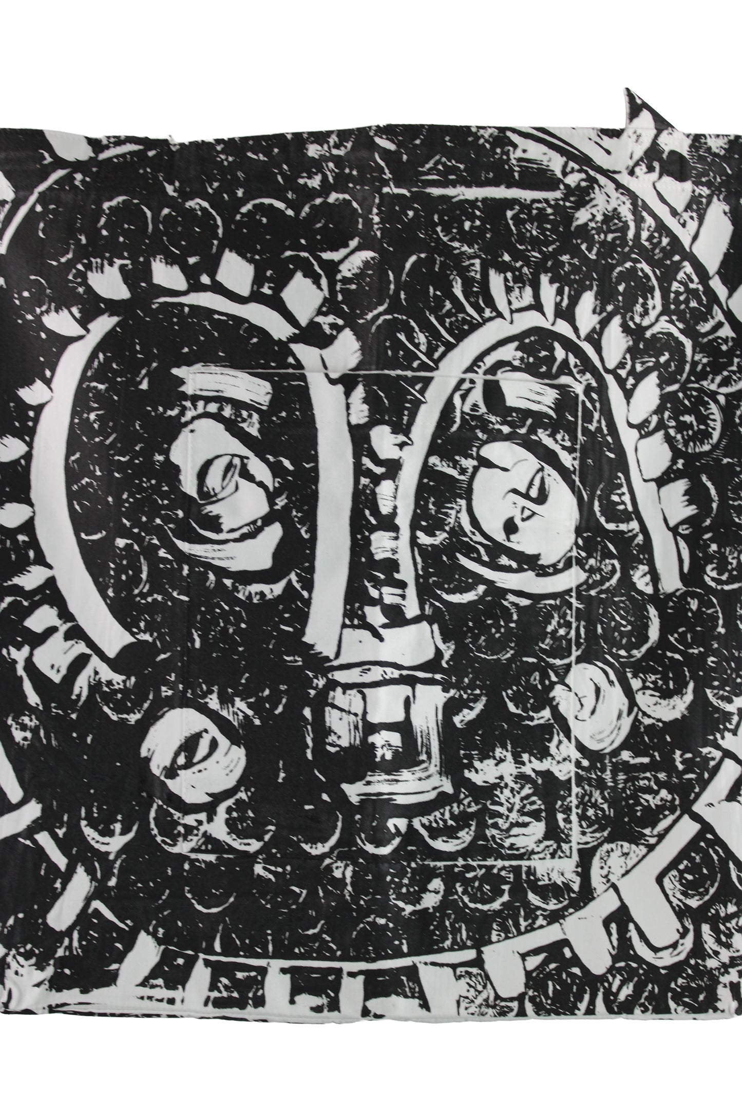 White Cotton Tote with Black Mask Print