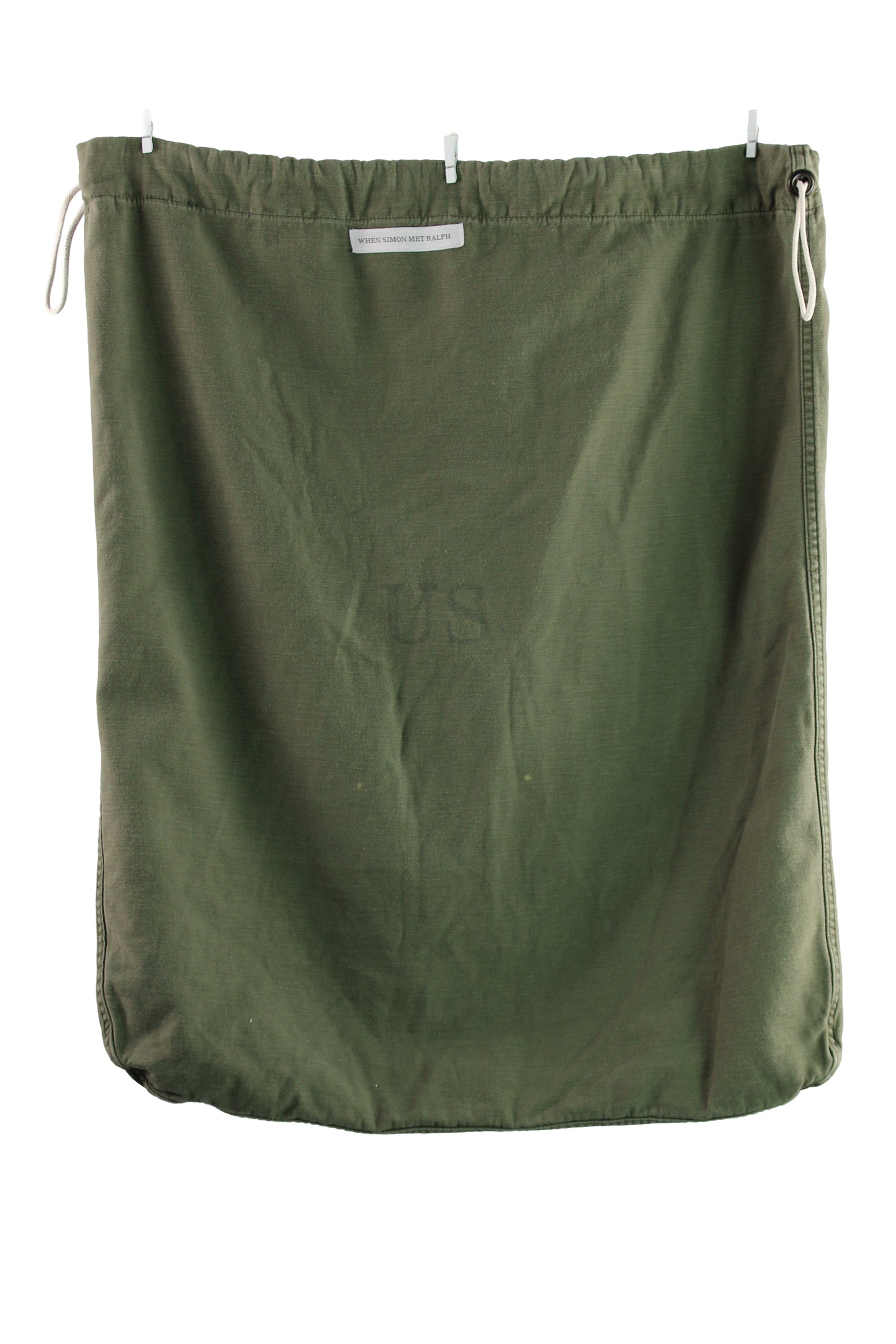 Green Army Laundry Bag with Black Mask Print