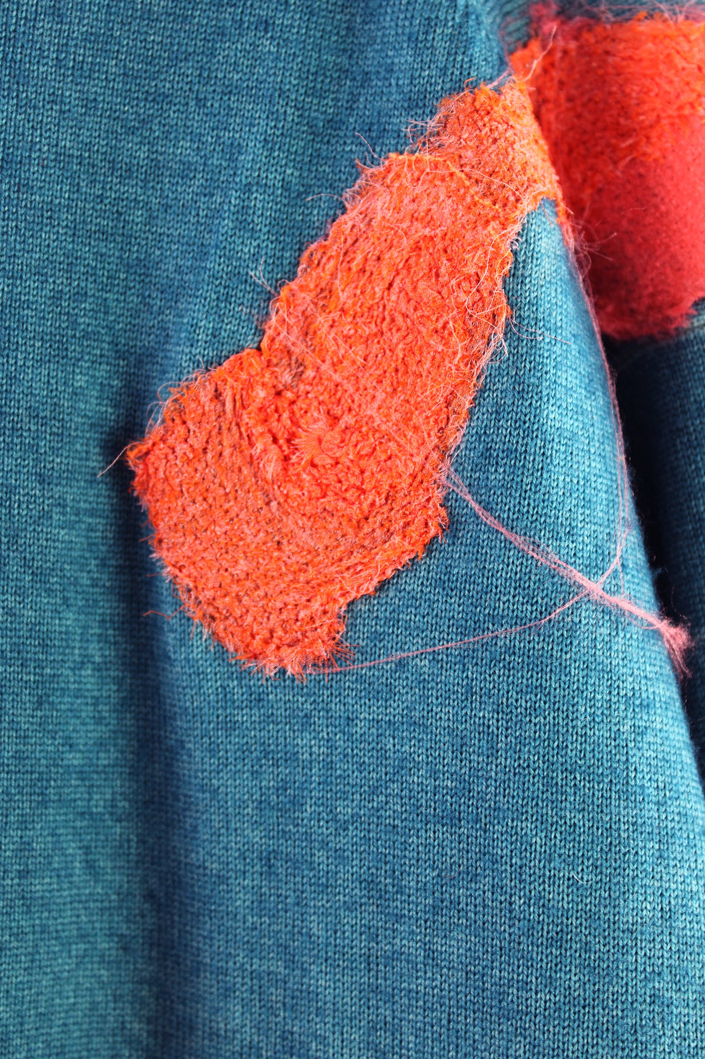 Men's V-Neck Turquoise Wool Sweater with Felting