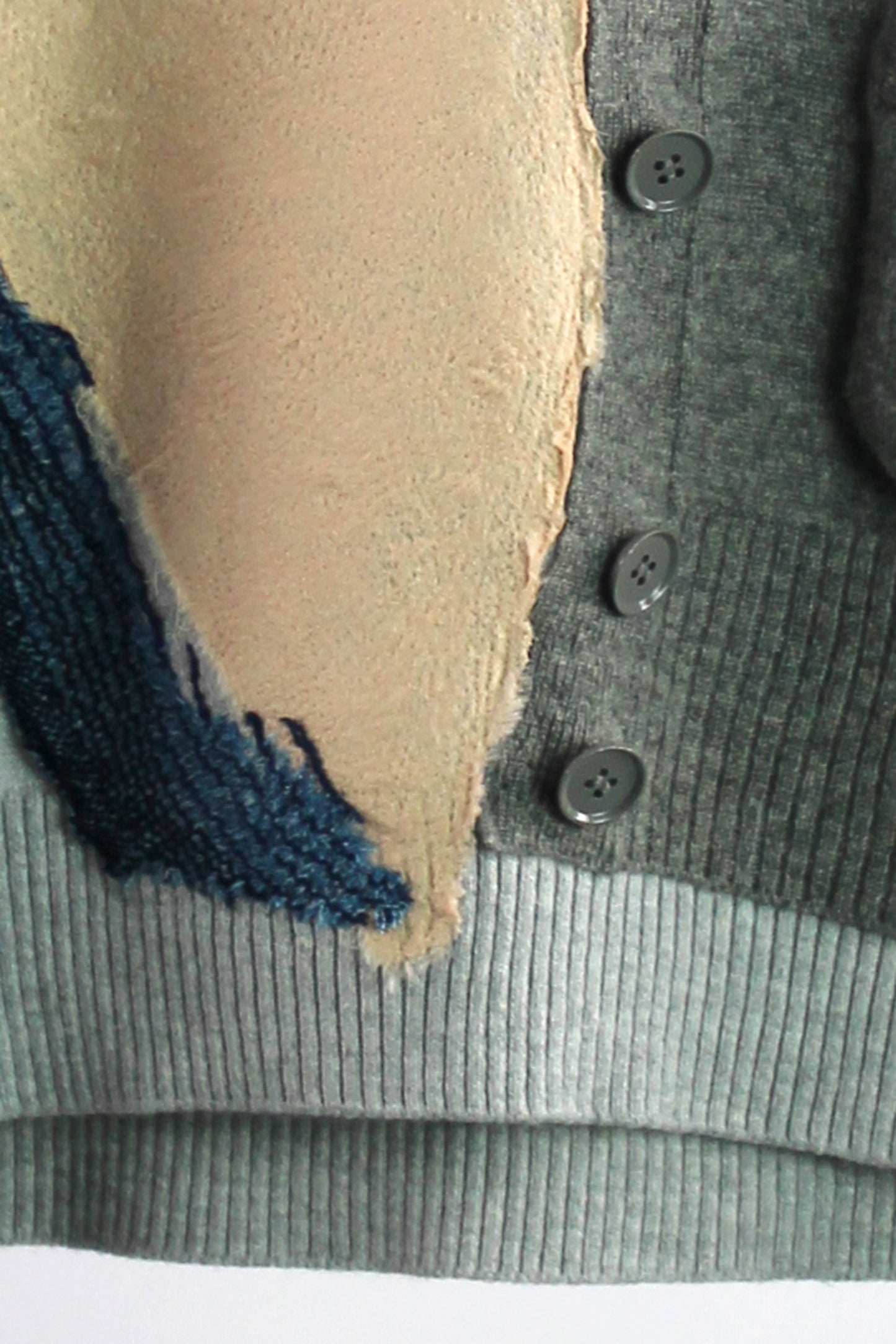 Men's Grey Cashmere Sweater with Blue,Peach and Dark Grey Felt