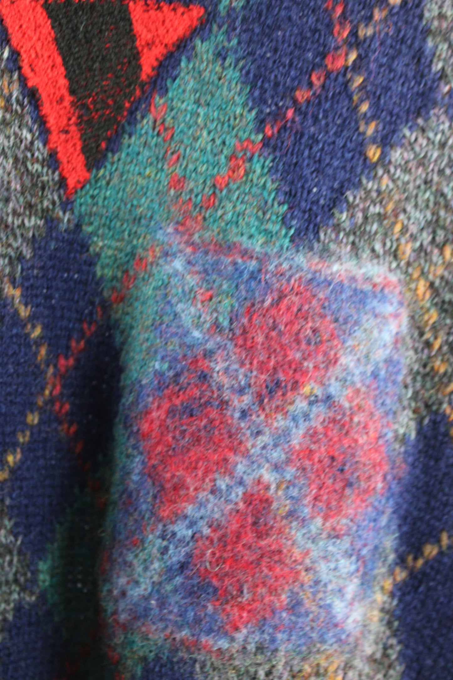 Blue and Green Argyle Wool Sweater Vest with Felt
