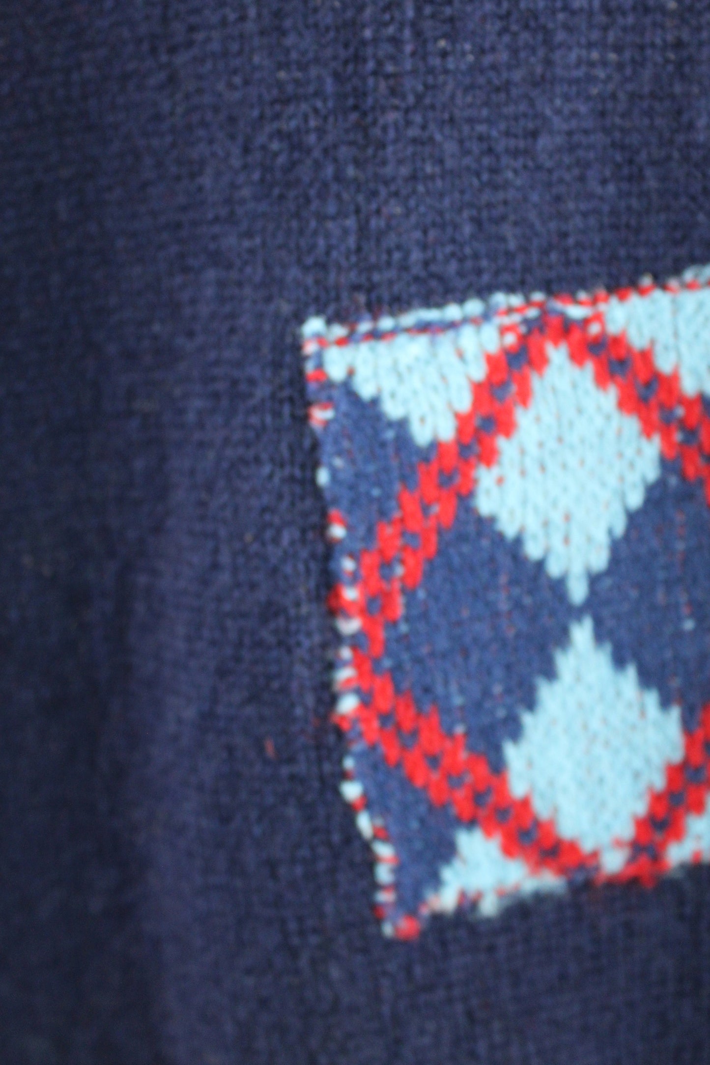 Blue and Green Argyle Wool Sweater Vest with Felt