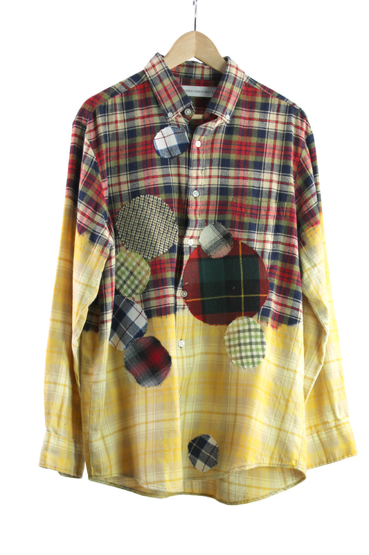 Men's Long Sleeve Cotton Plaid Flannel Shirt with Felt