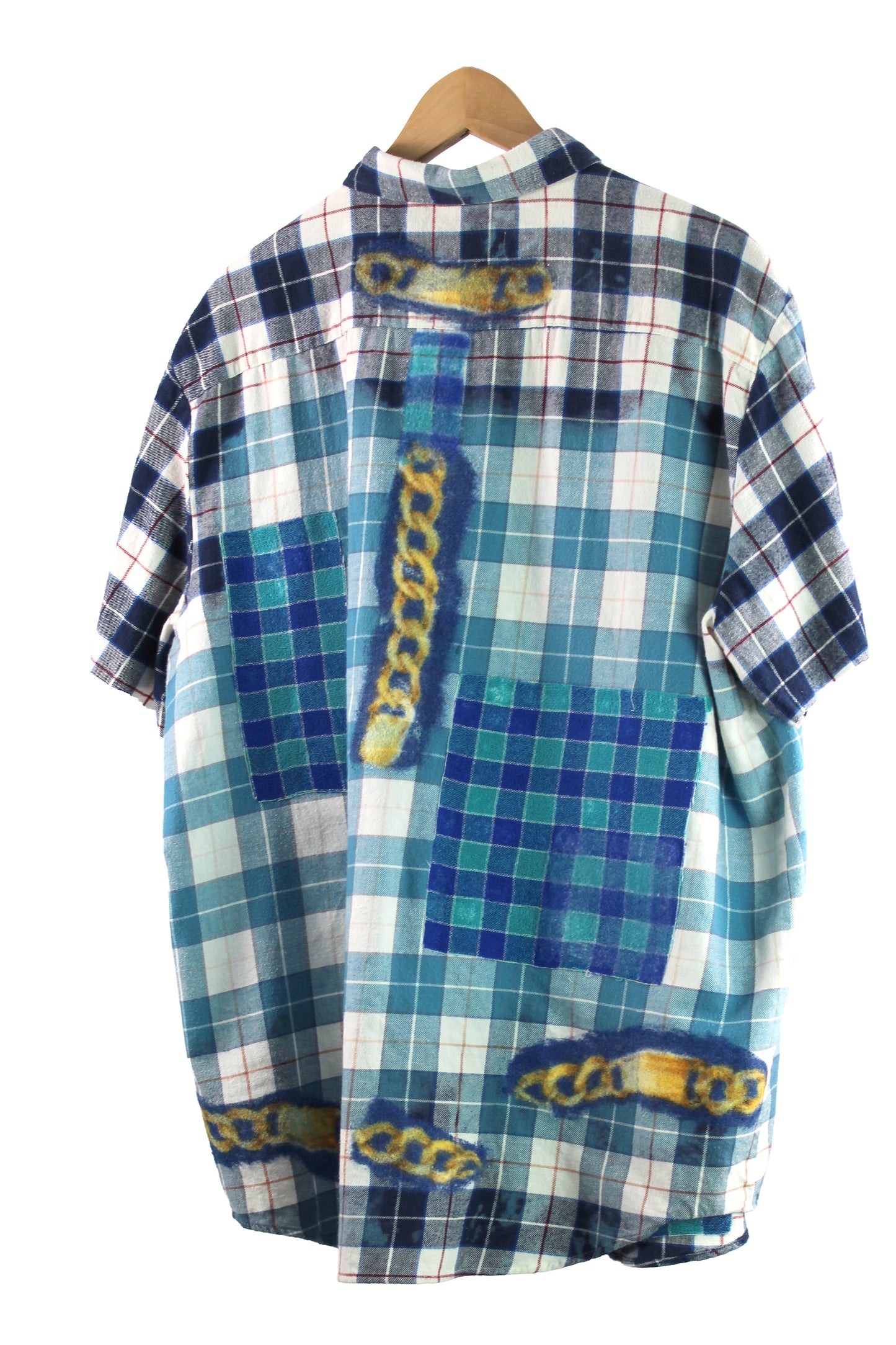 Men's Short Sleeve Cotton Flannel Shirt with Felt