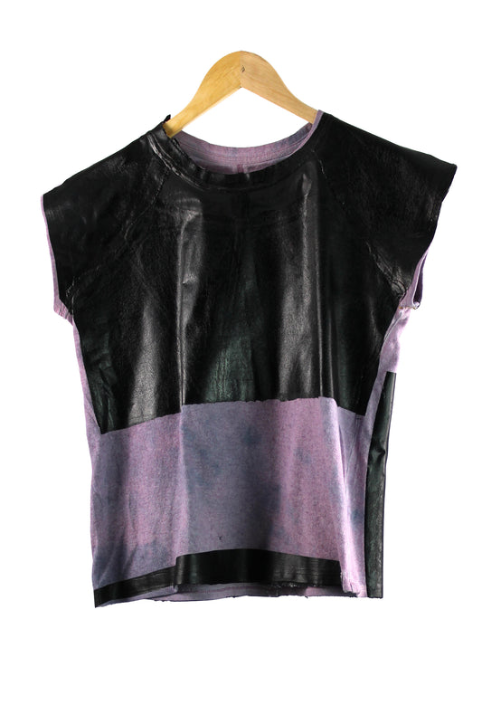 Women's Lavender Short Sleeve Cotton T-shirt with Black Foil