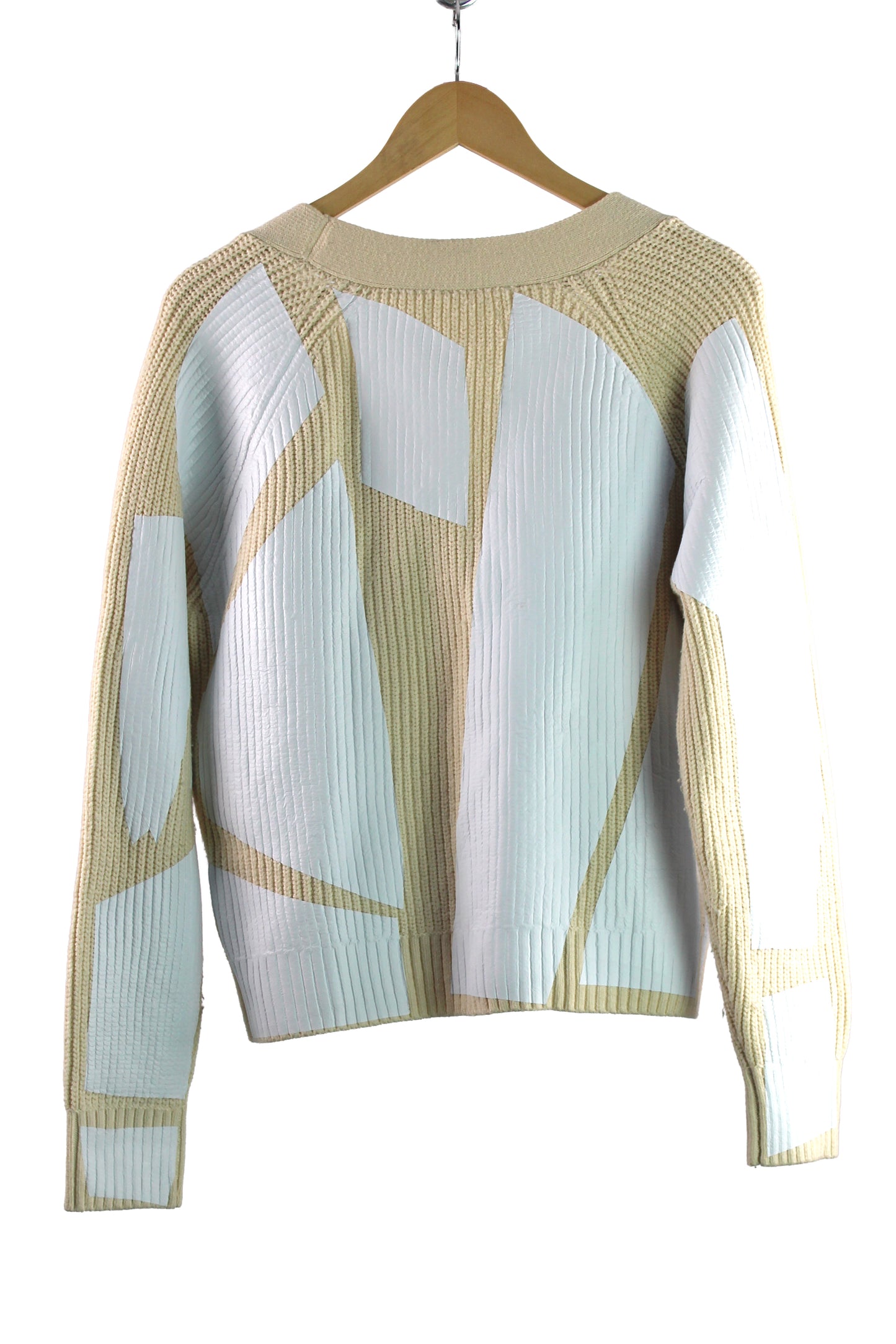 Women's Cream Cotton Cable Knit Cardigan with White Matte Foil