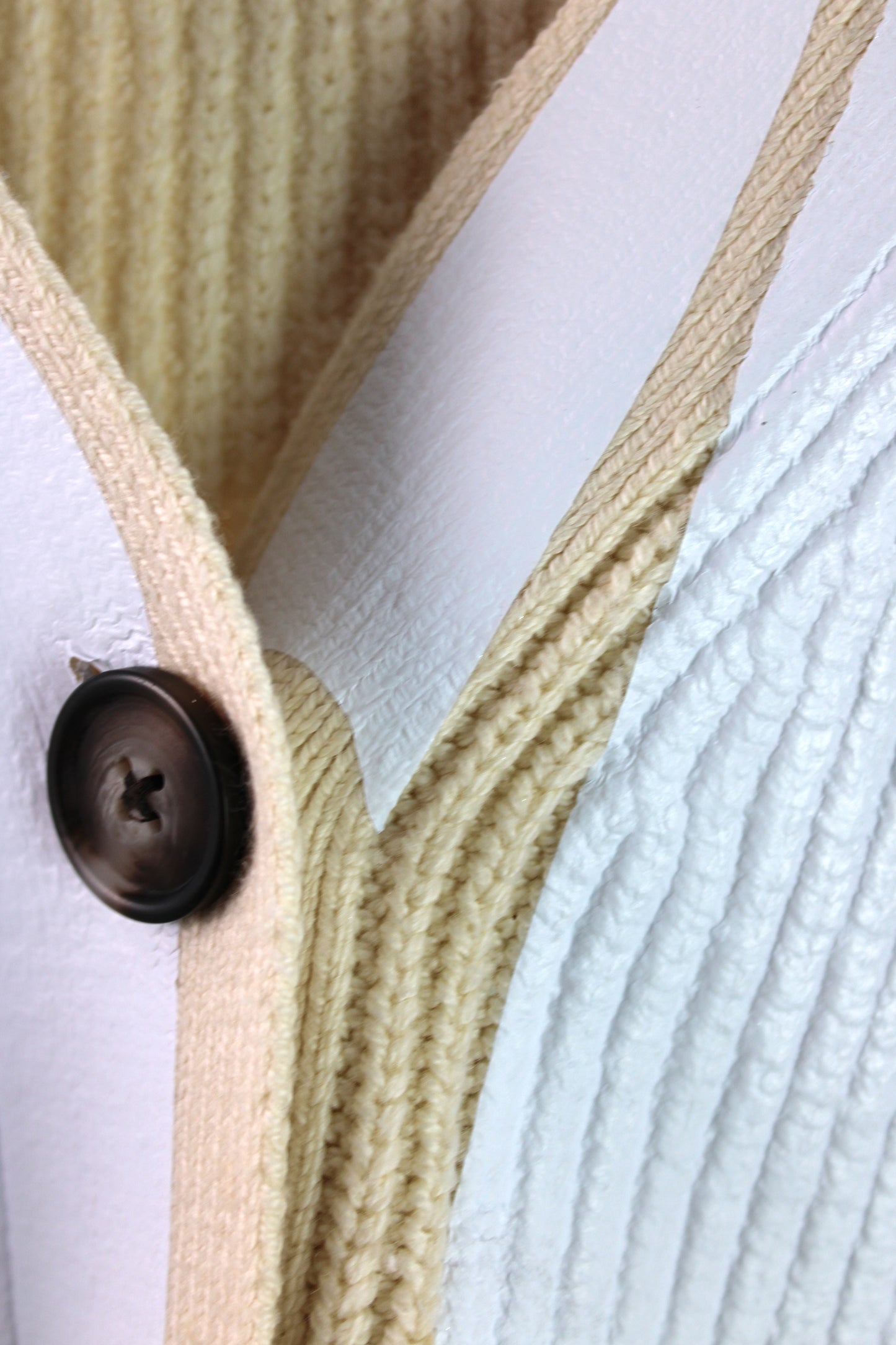 Women's Cream Cotton Cable Knit Cardigan with White Matte Foil