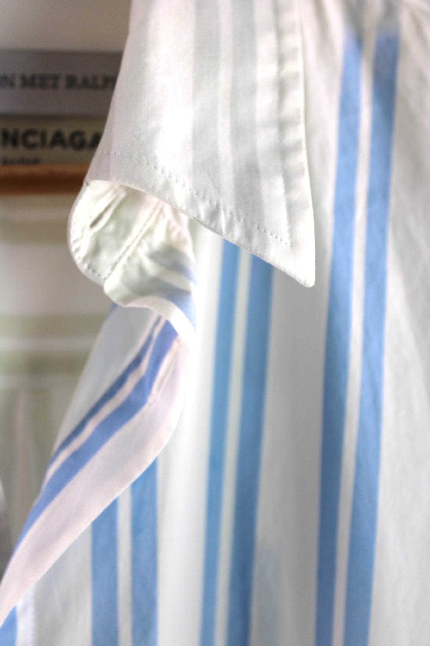 Blue Stripe Cotton Shirt Dress