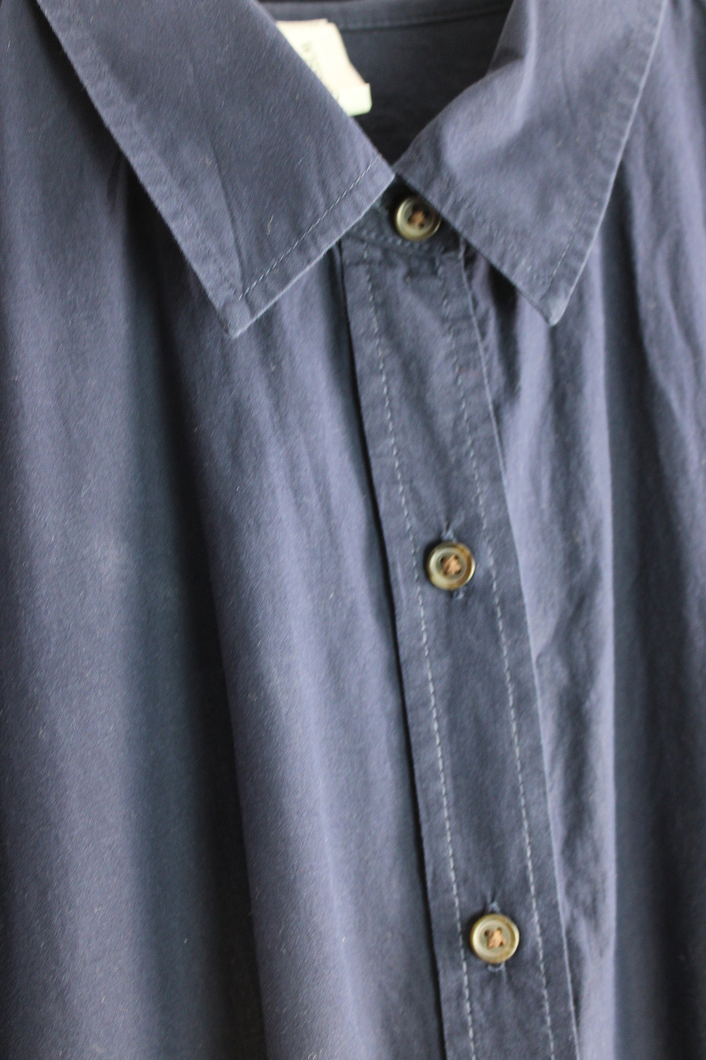 Long Sleeve Cotton Navy Faded Day Dress