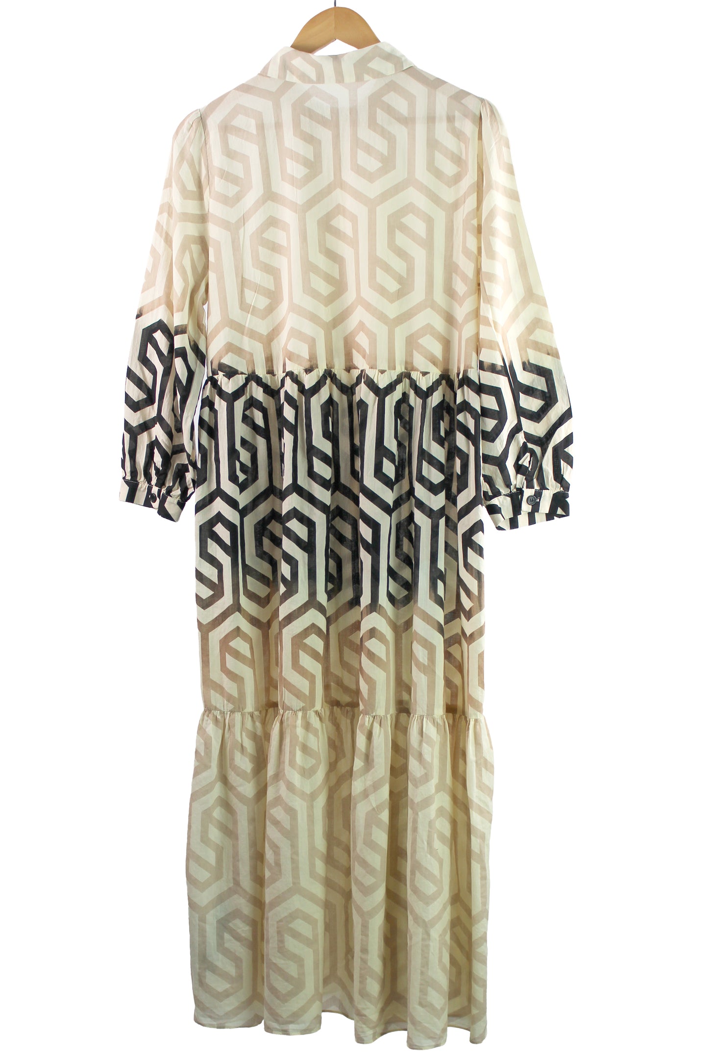 Geometric Black Faded Cotton Prairie Dress