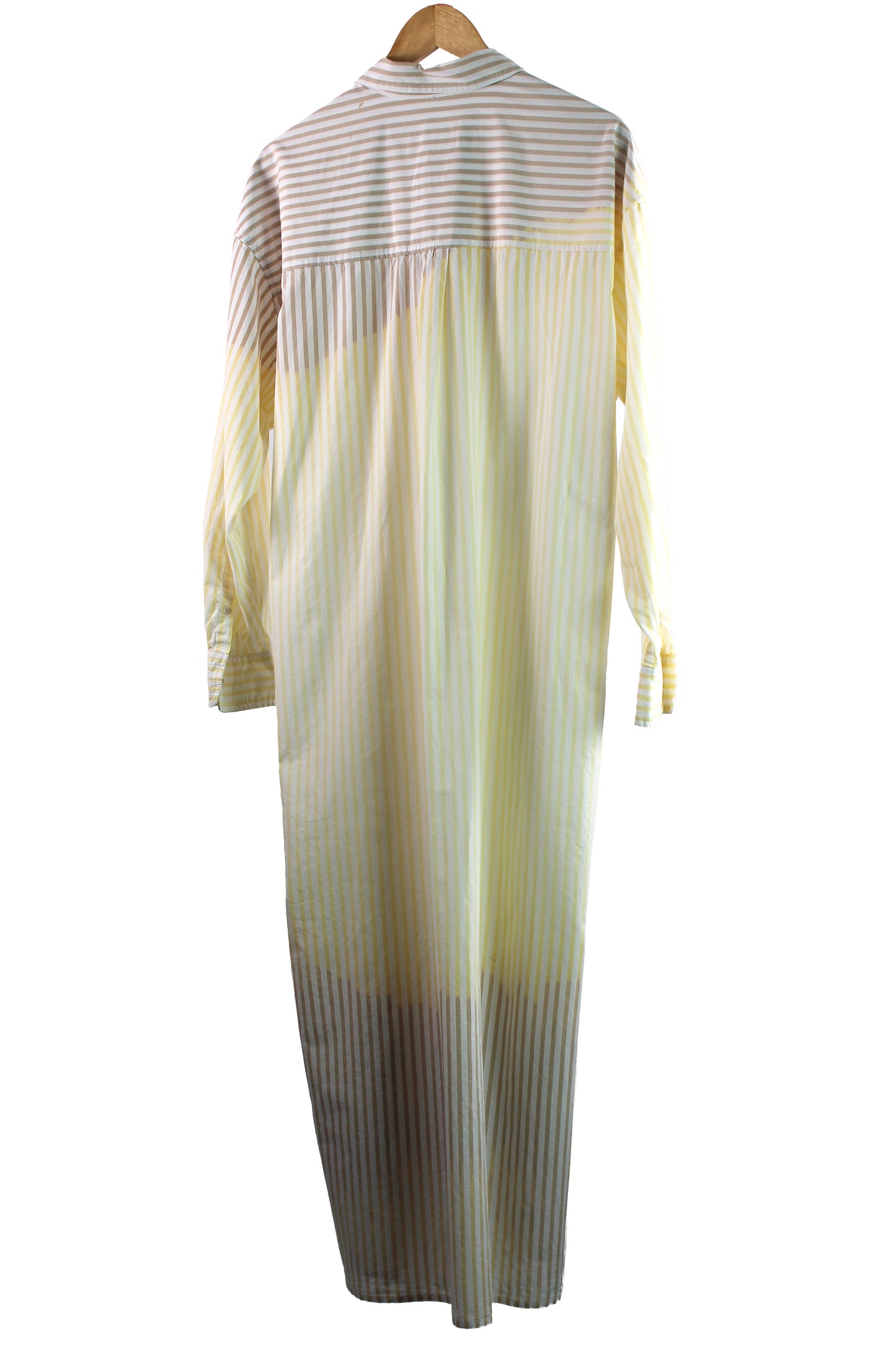 Long Sleeve Beige Faded Cotton Day Dress