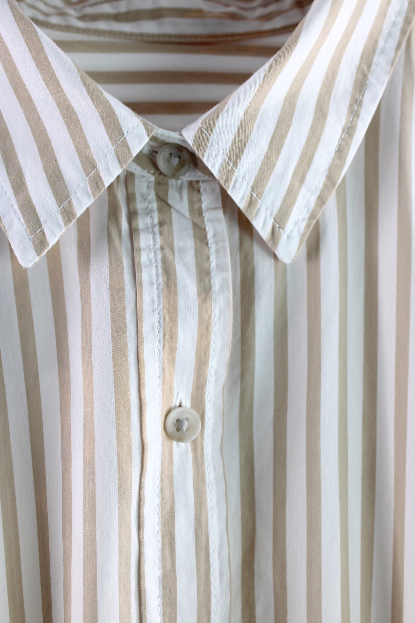 Long Sleeve Beige Faded Cotton Day Dress
