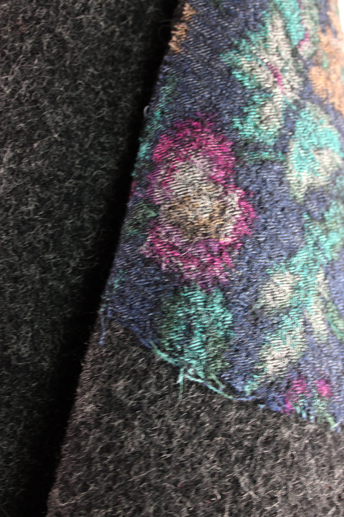 Vintage Coach Grey Wool Poncho with Felted Lace