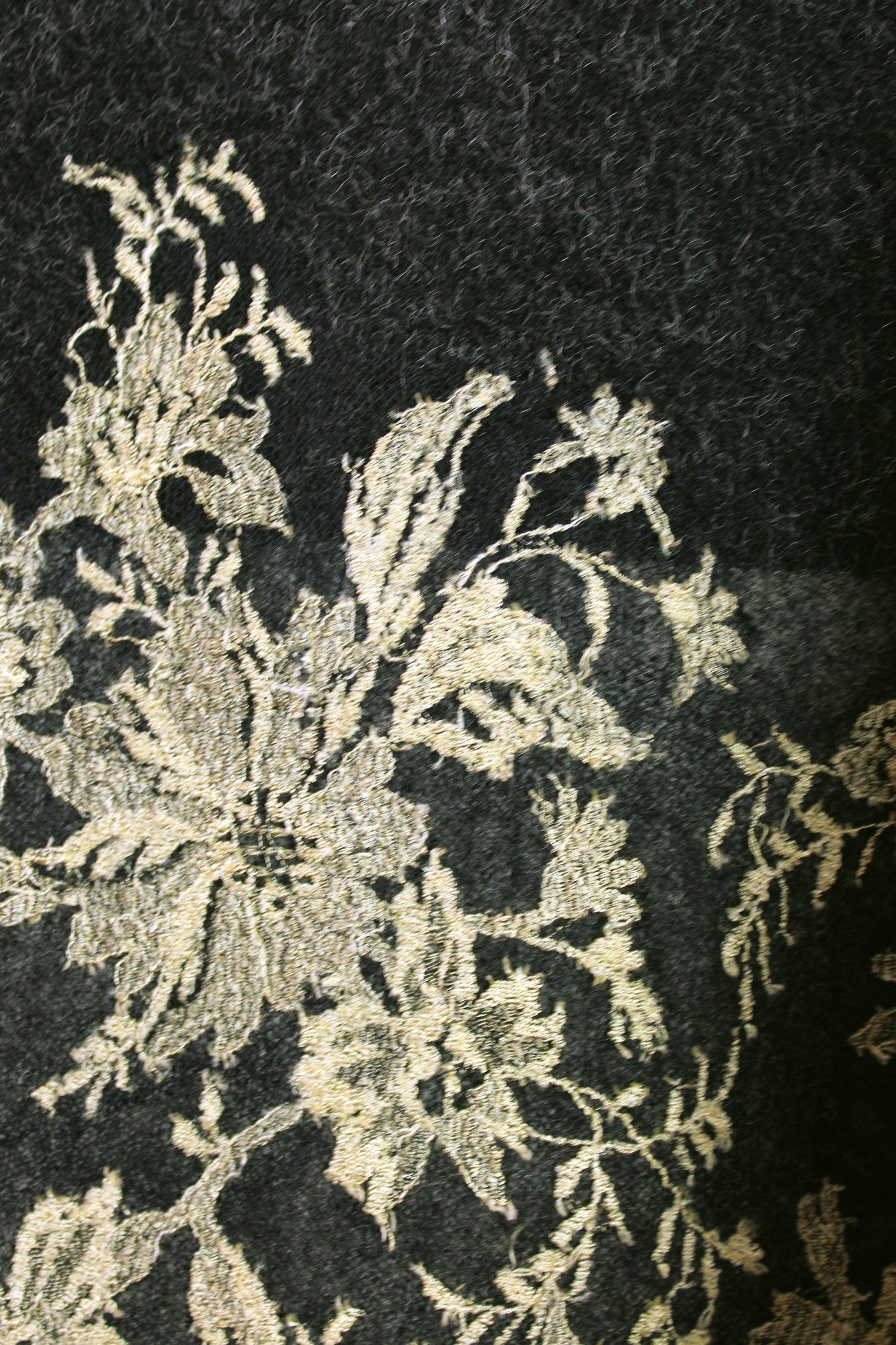 Vintage Coach Grey Wool Poncho with Felted Lace