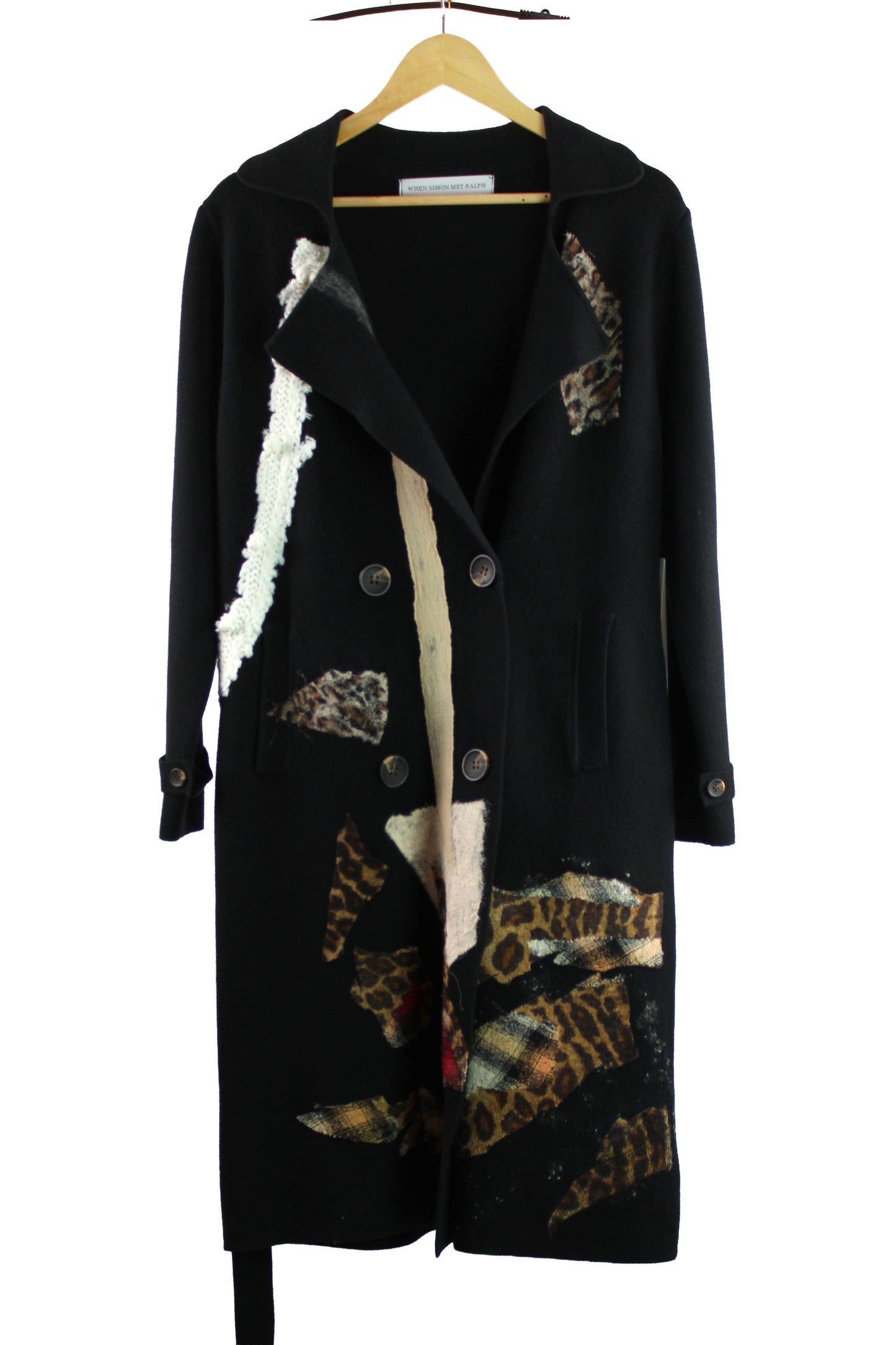 Black Rayon and Nylon Coat with Felting