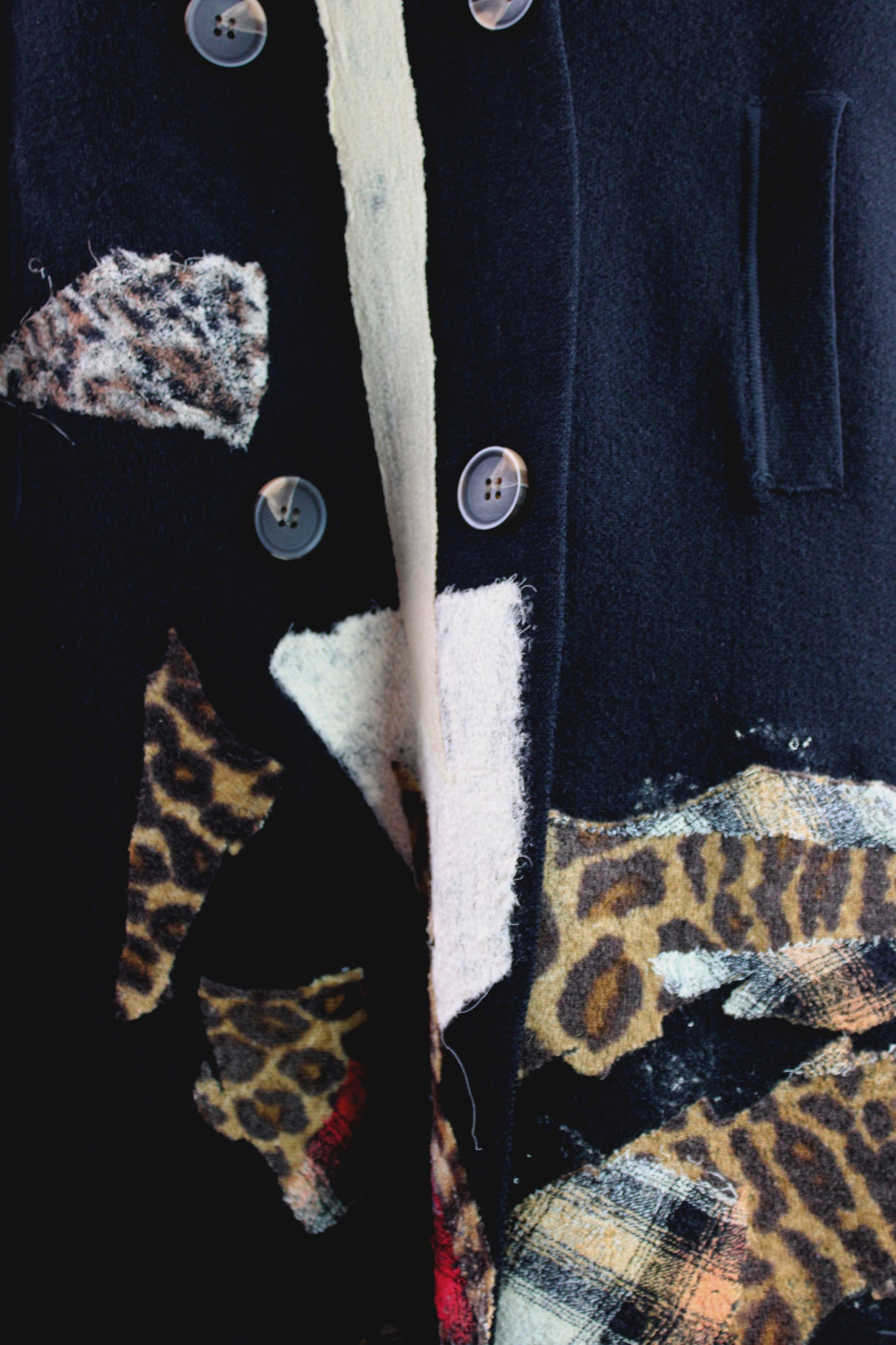 Black Rayon and Nylon Coat with Felting