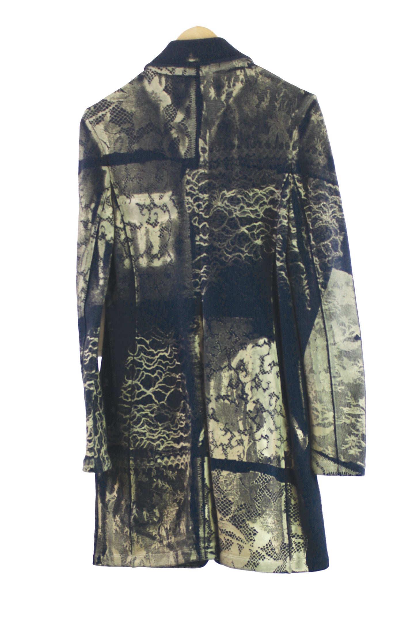 Navy Cotton Jacket with Lace Print