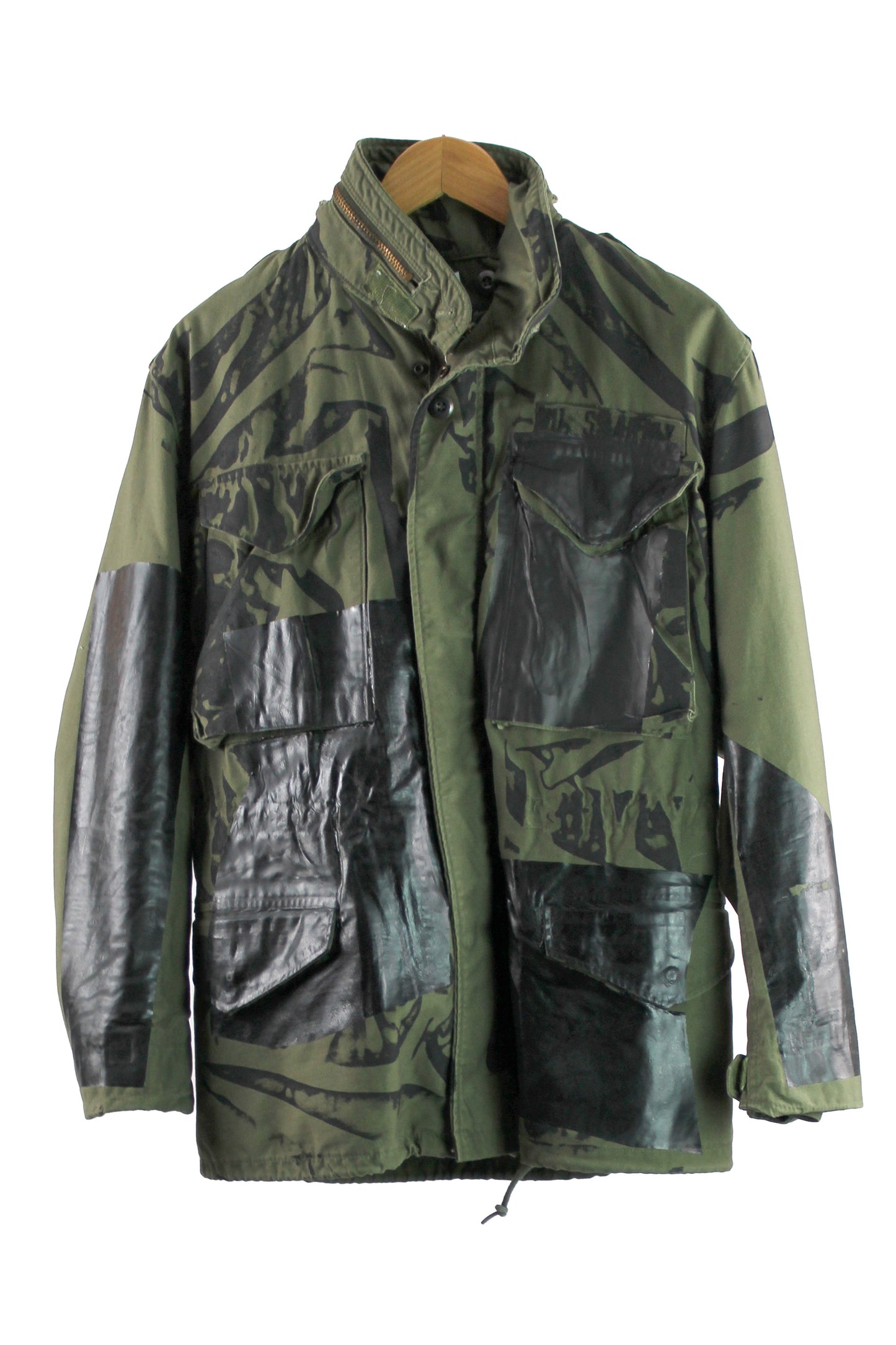 Army Surplus Jacket with Black Print and Black Foil