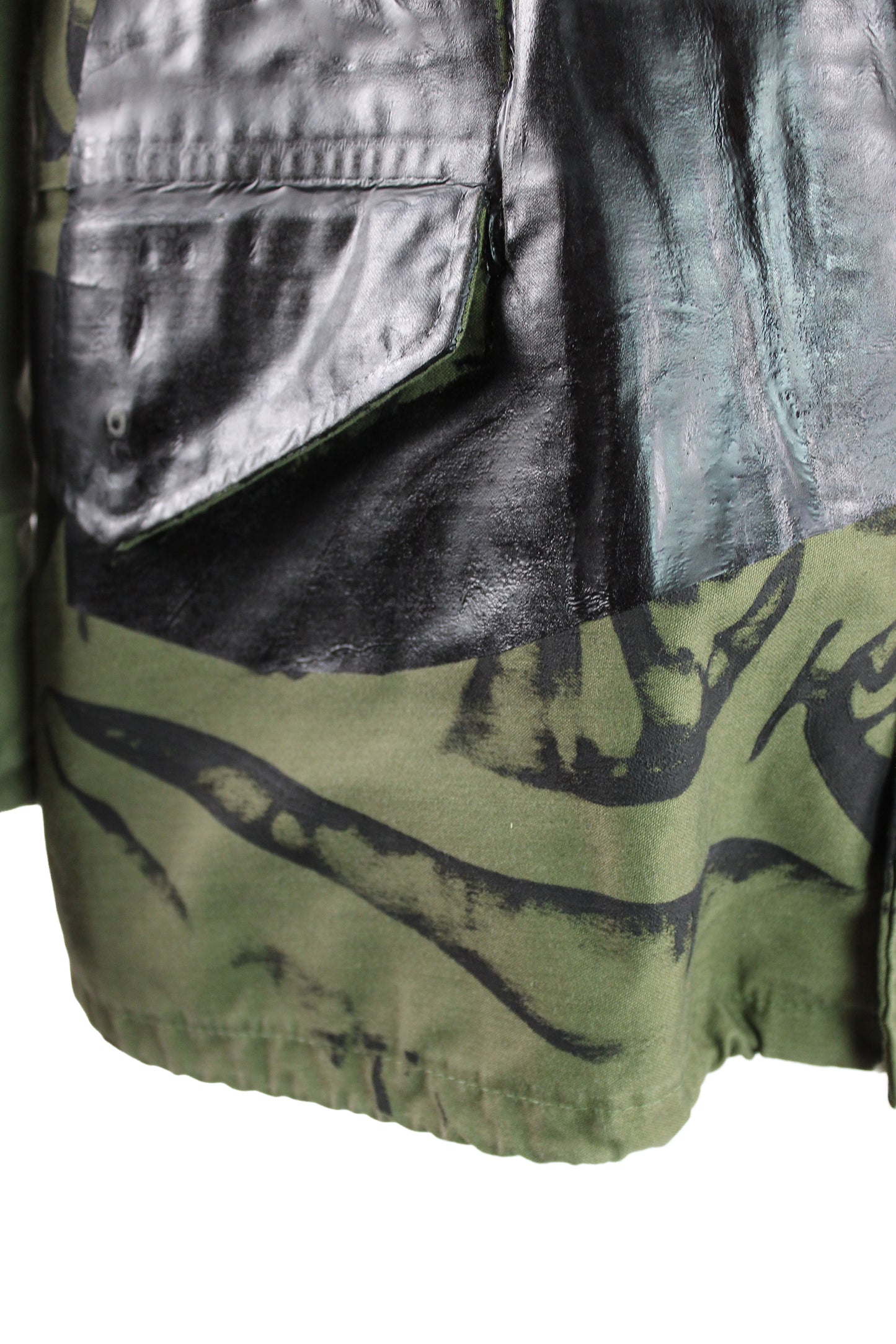 Army Surplus Jacket with Black Print and Black Foil