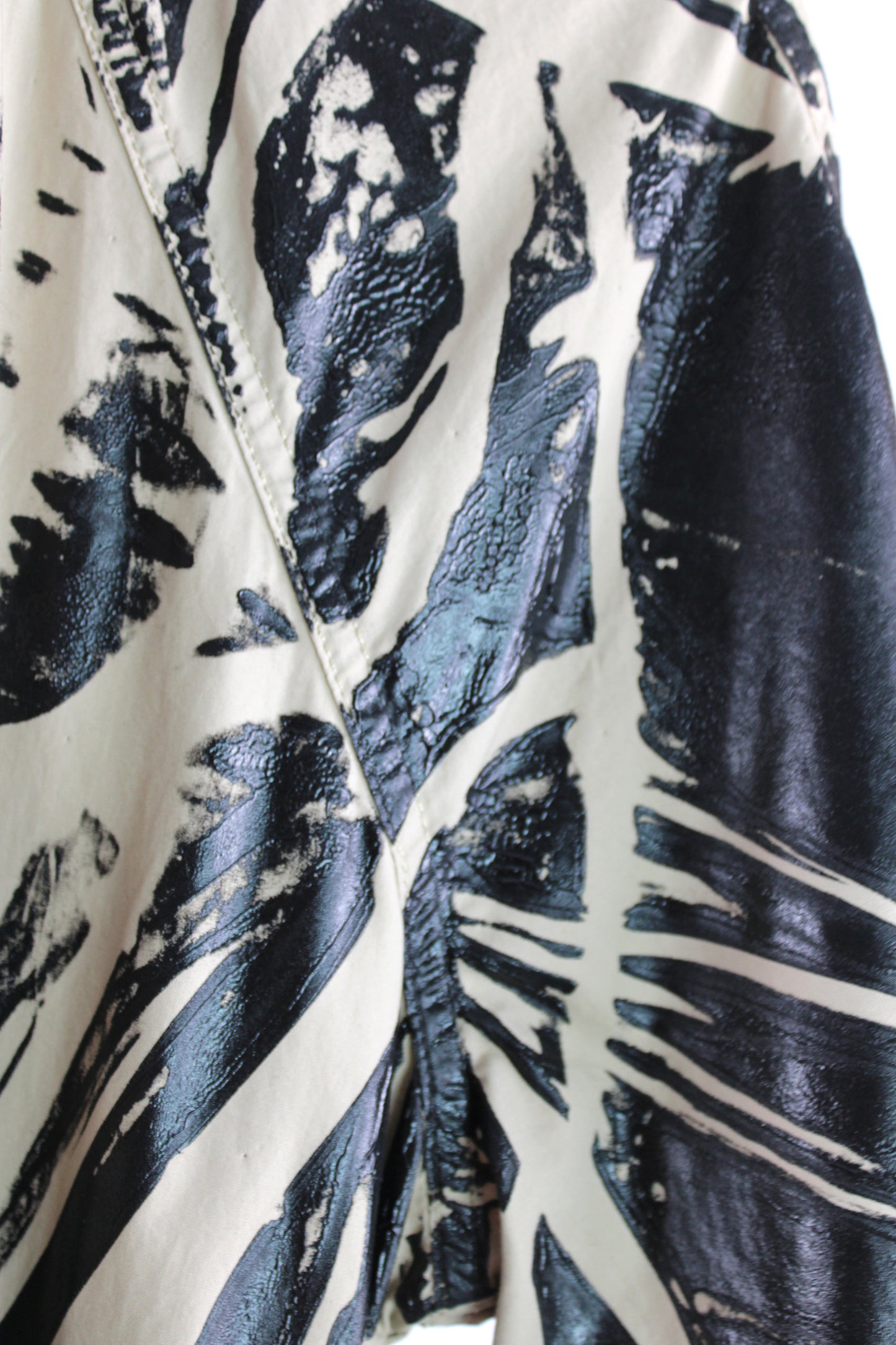 Beige Trench with Black Abstract Print