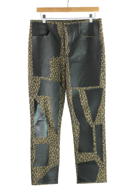 Animal Print Cotton Pant with Black Foil