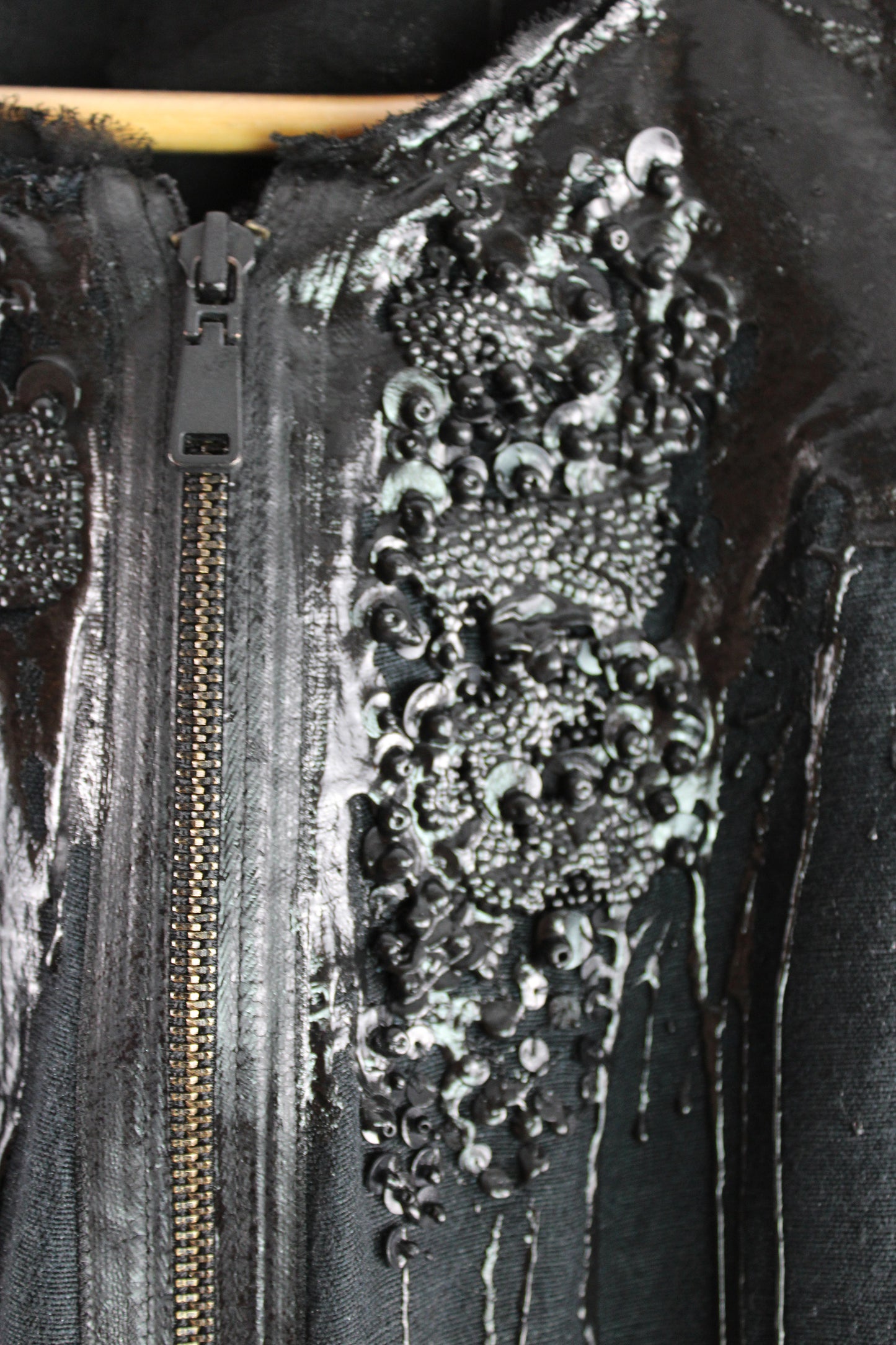 Black Beaded Jacket with Rubber Dripps