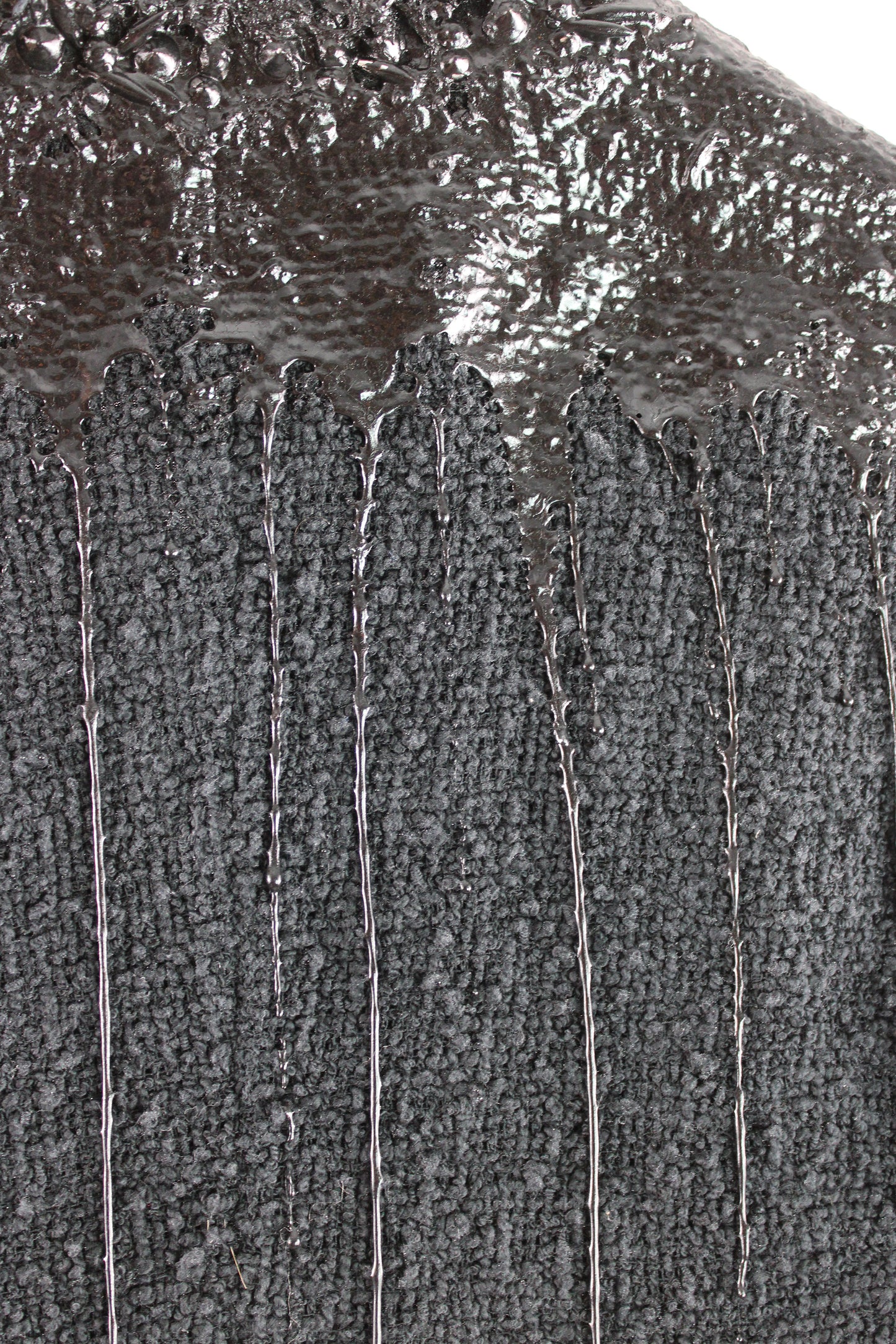 Black Cotton Knit Cropped Jacket with Rubber Dripping