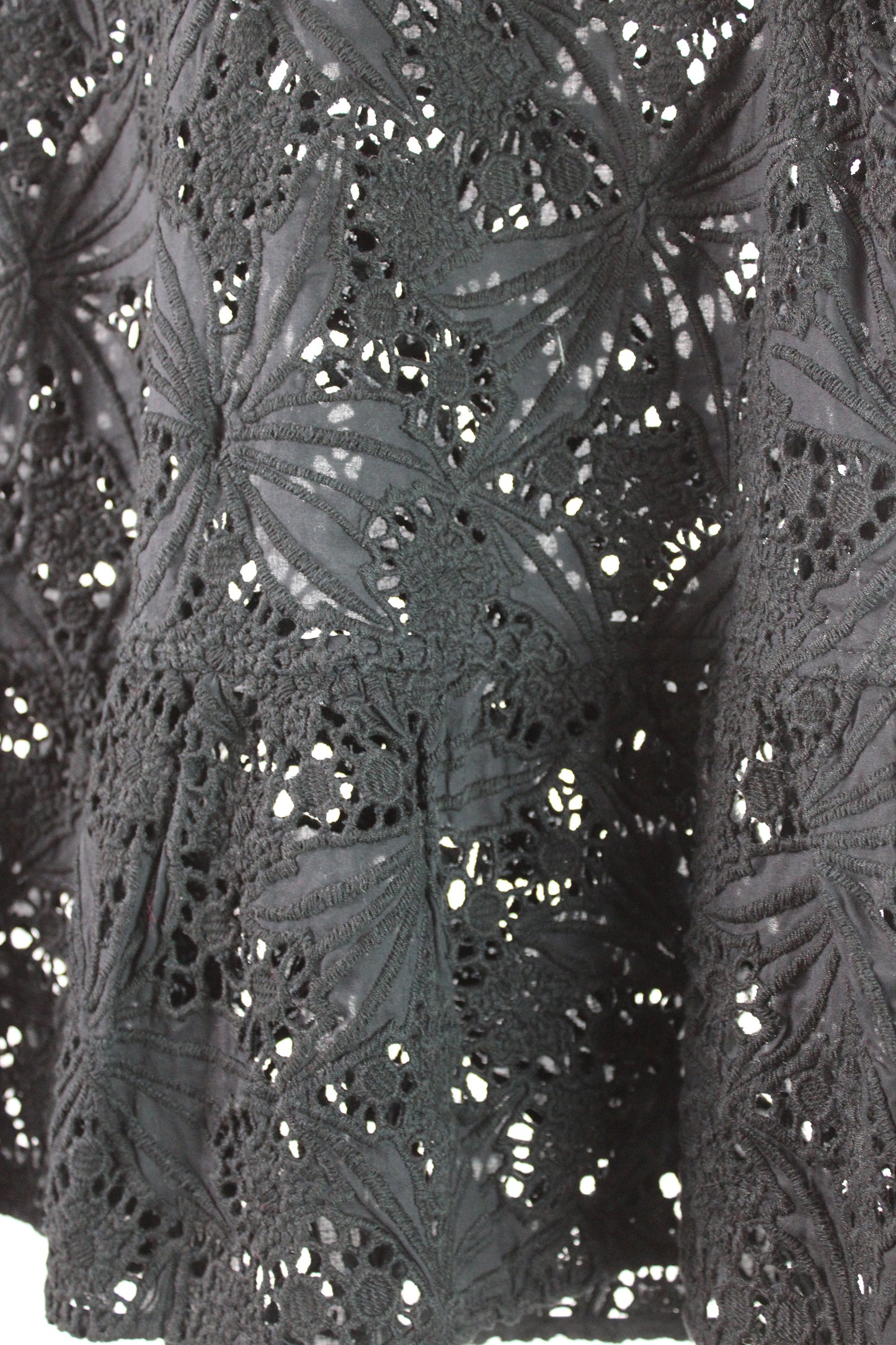 Sleeveless Black Lace Top with White and Black Print