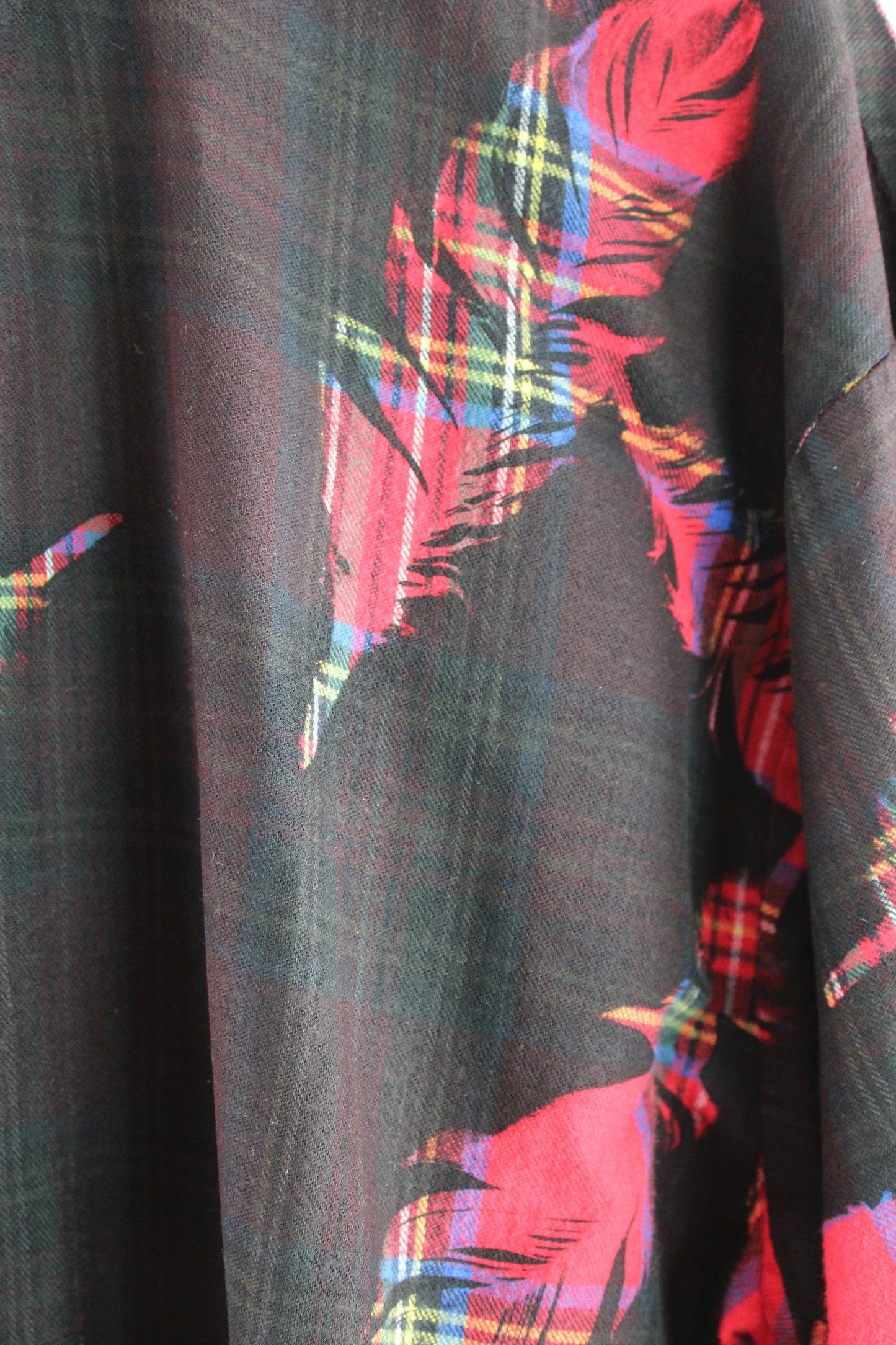 Cotton Flannel Top with Black Feather Print