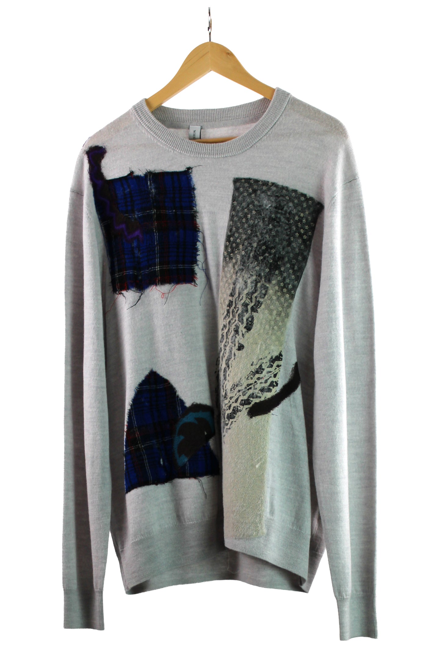Grey Wool Sweater with Abstract felting