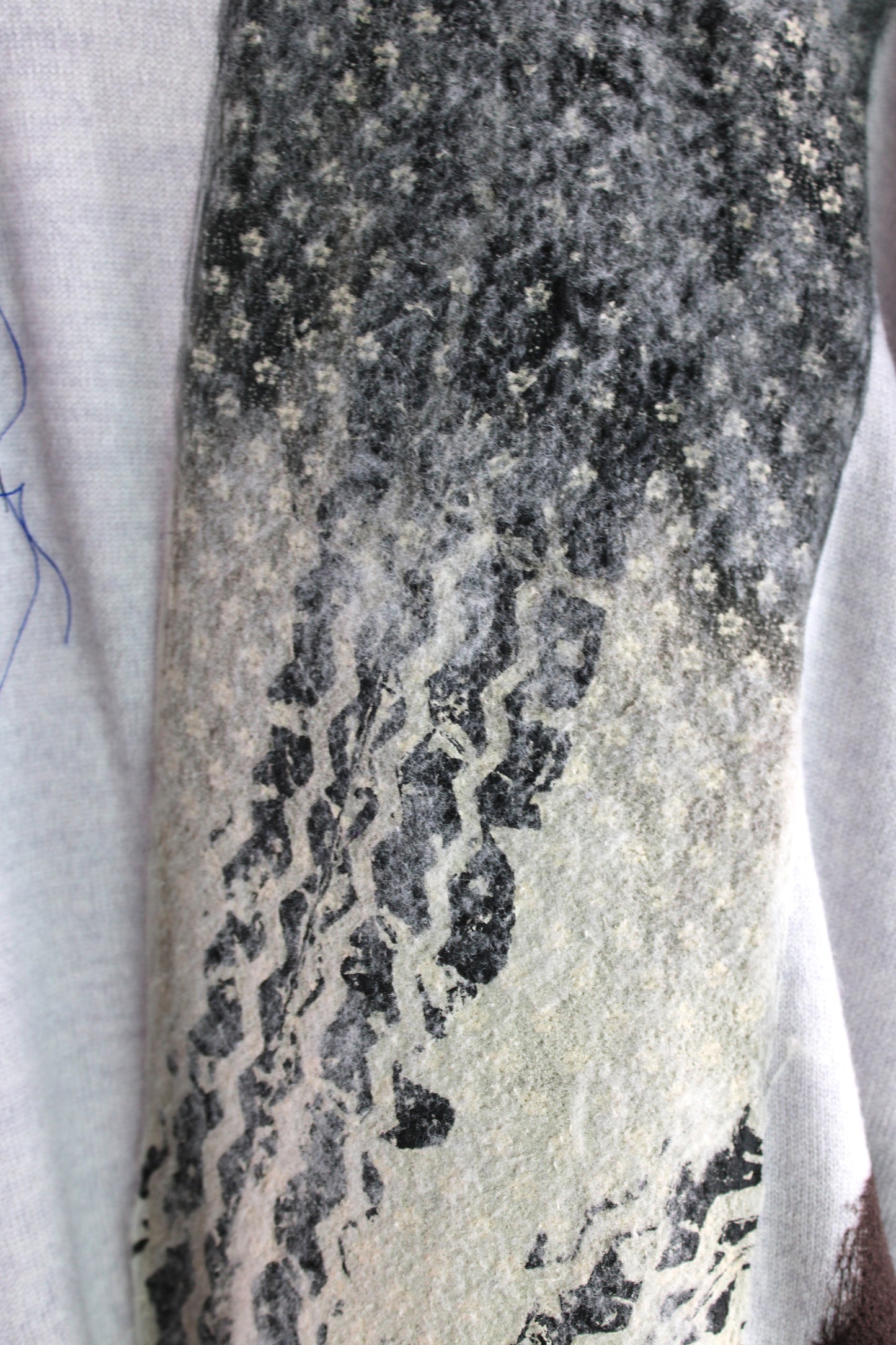 Grey Wool Sweater with Abstract felting