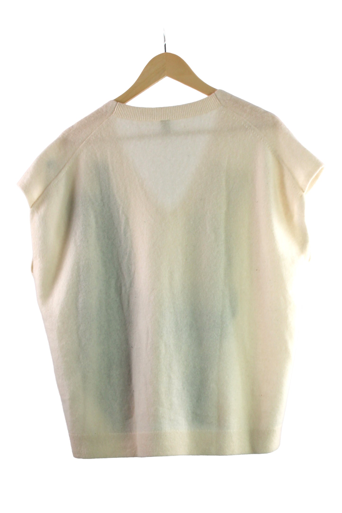 Cream Colored Cashmere Sweater Vest with Black and White Felting