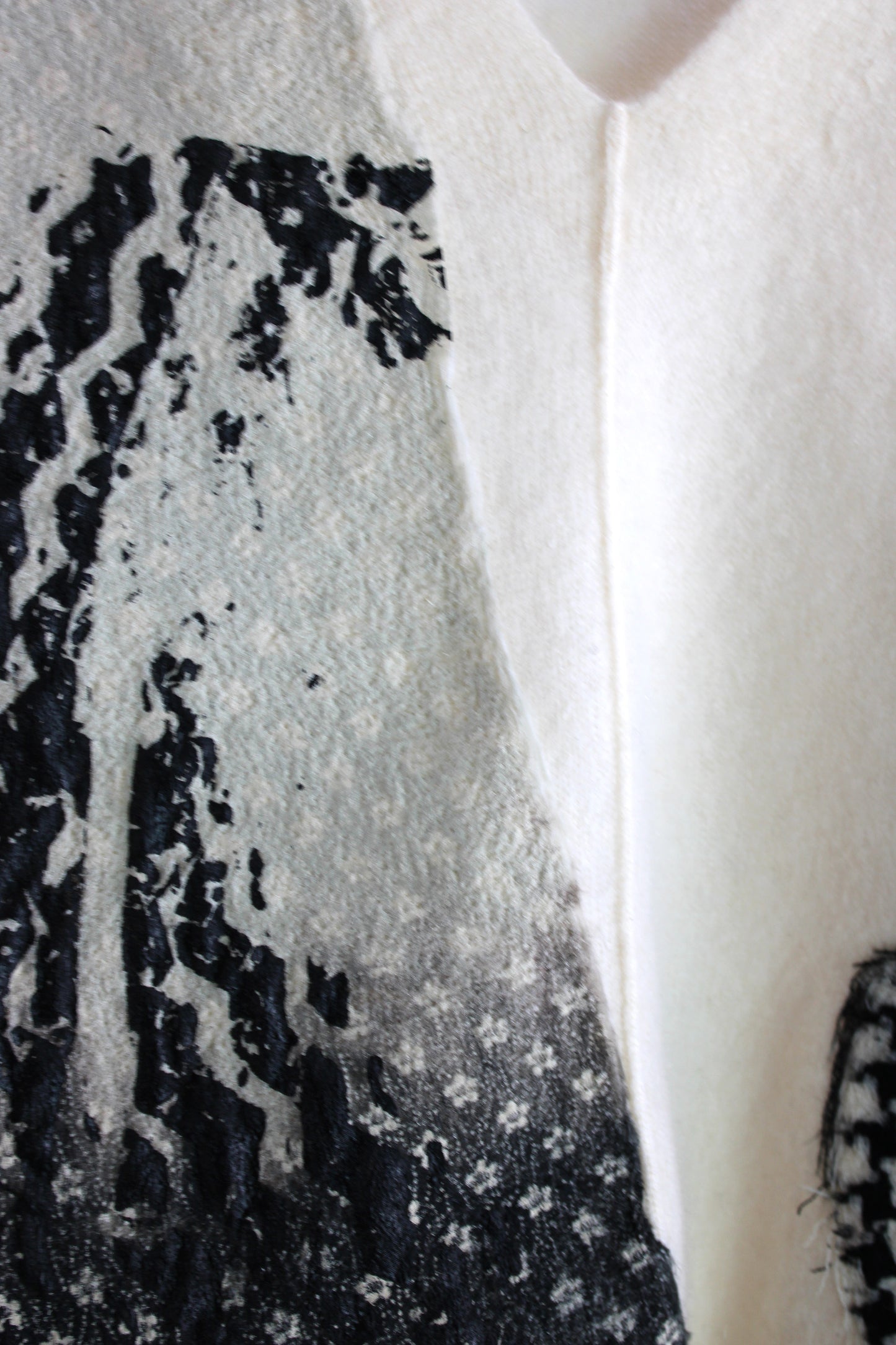 Cream Colored Cashmere Sweater Vest with Black and White Felting