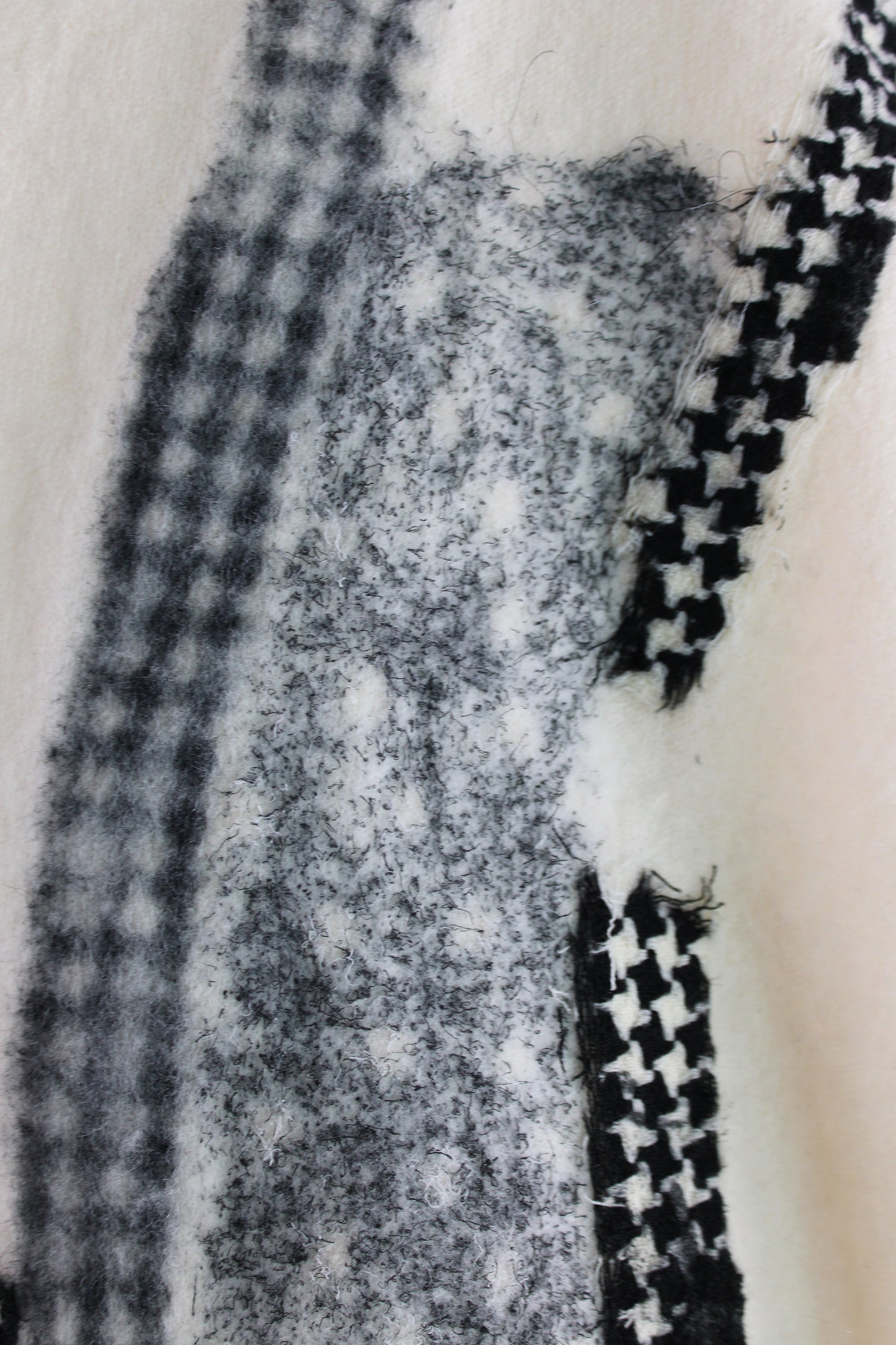 Cream Colored Cashmere Sweater Vest with Black and White Felting