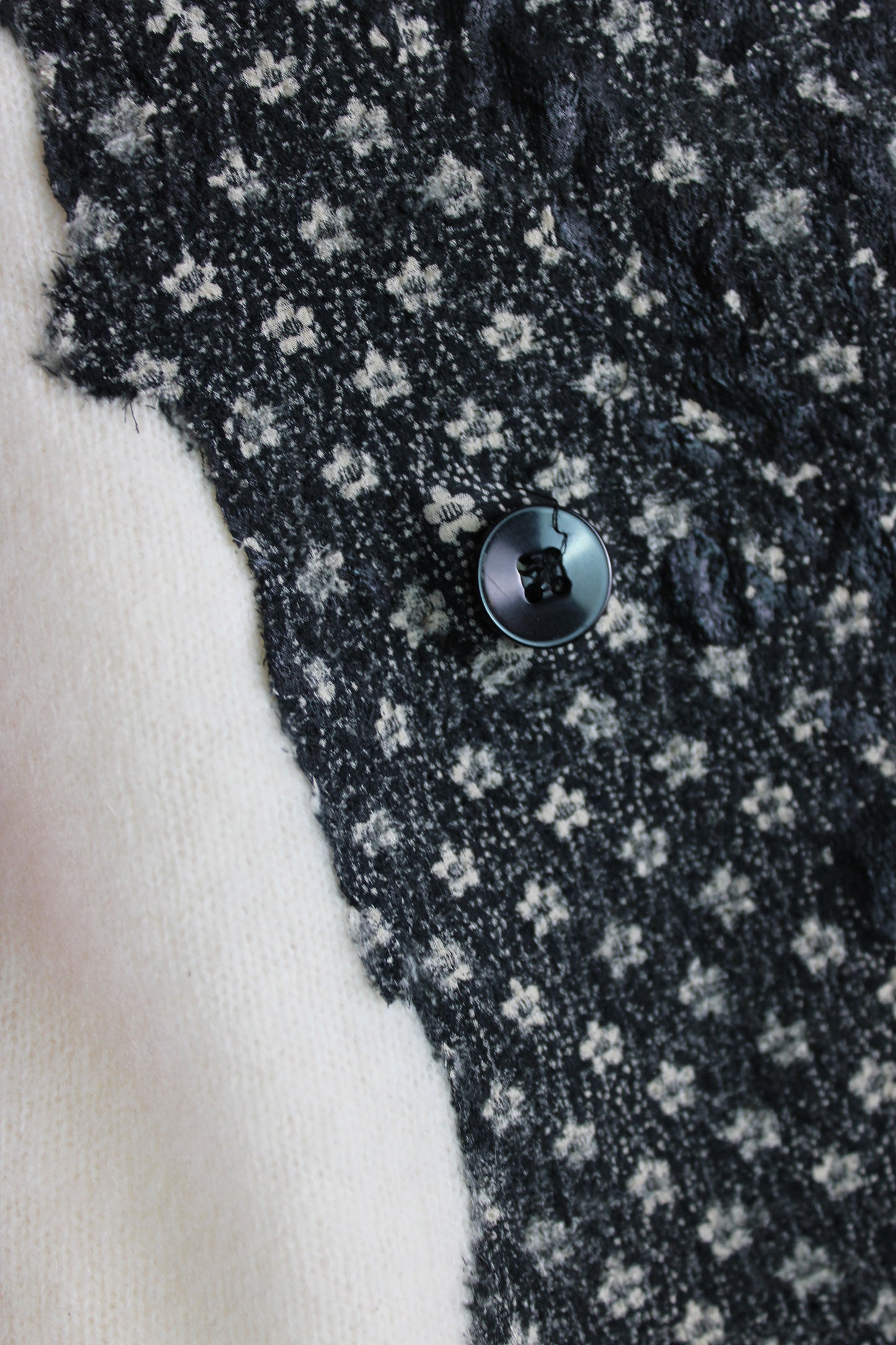 Cream Colored Cashmere Sweater Vest with Black and White Felting