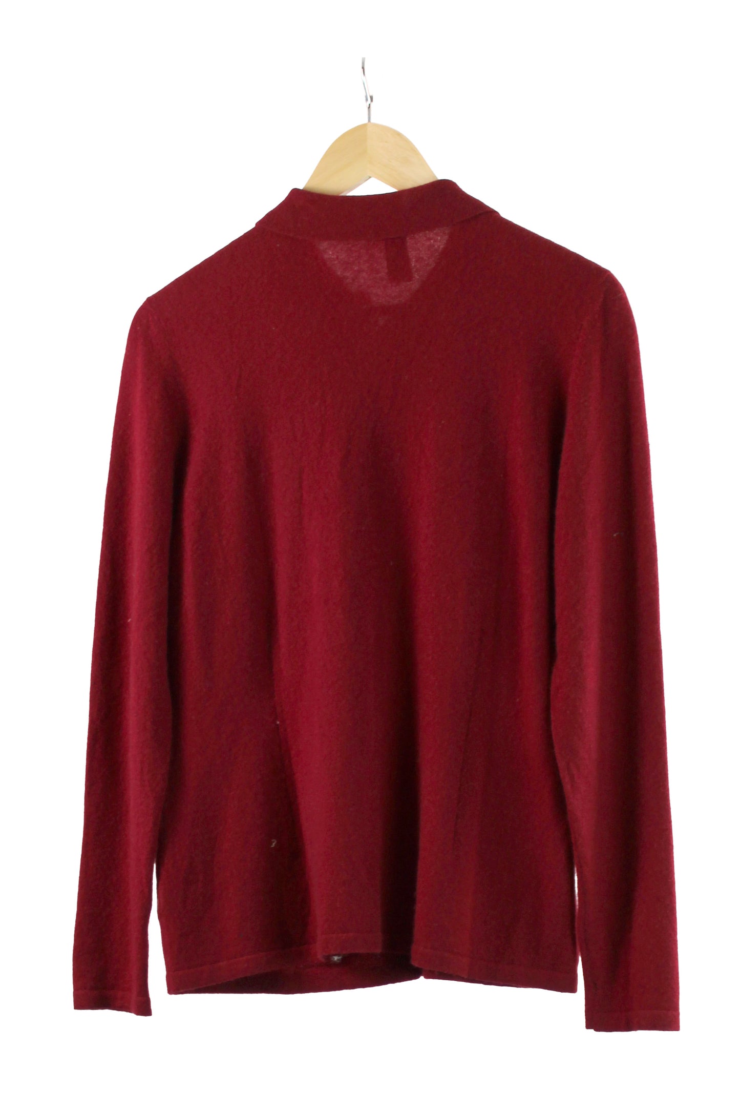 Long Sleeve Red Button up Cashmere Top with Felting