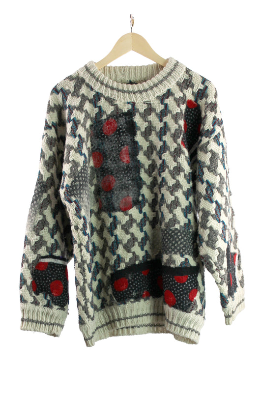 Chunky Oversized Houndstooth Sweater with Felting