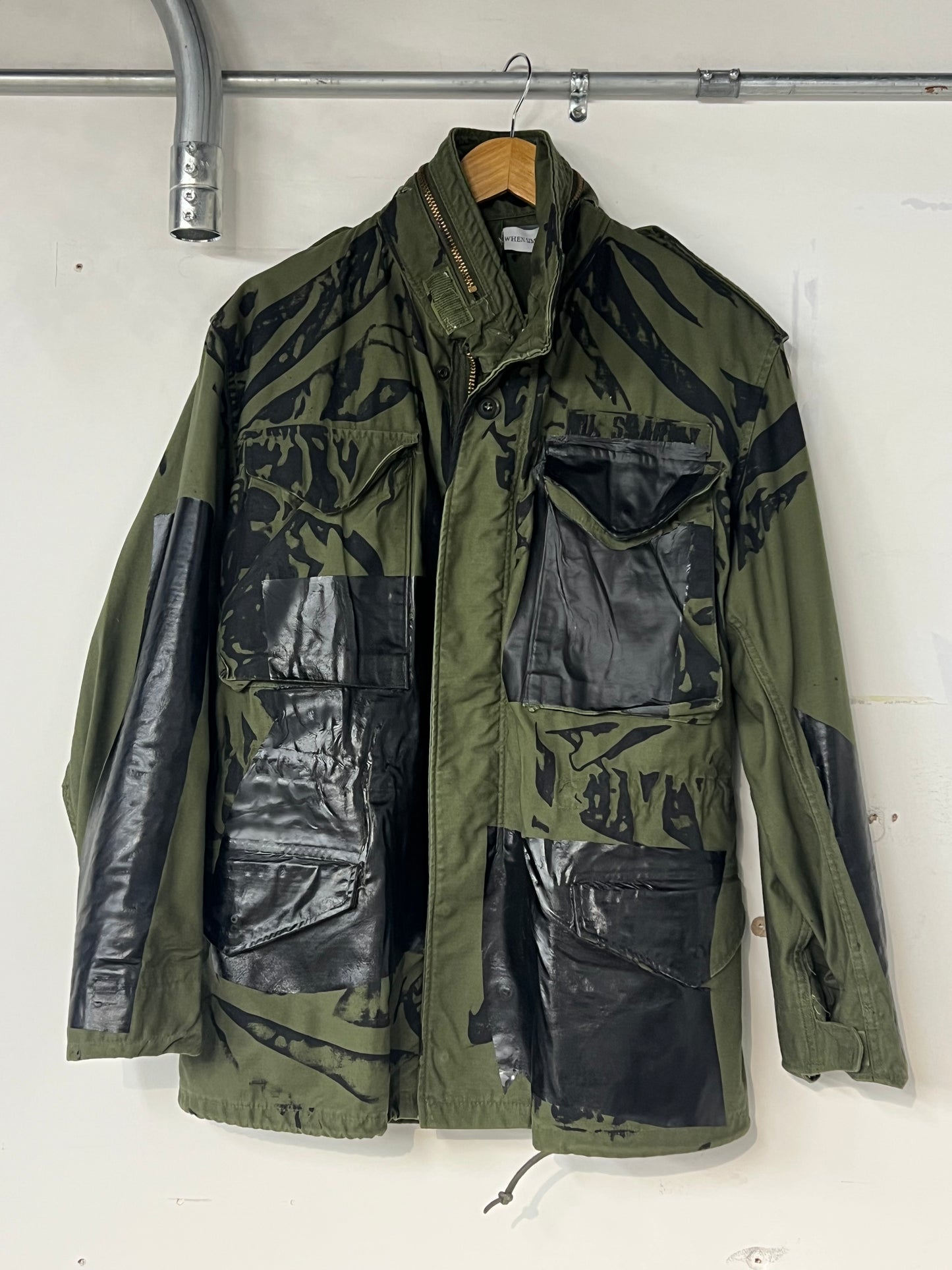 Army Surplus Jacket with Black Print and Foil