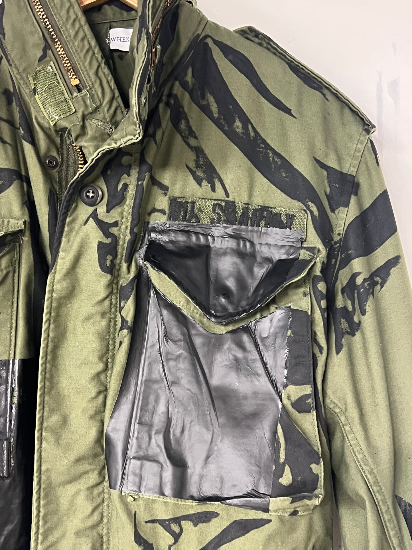Army Surplus Jacket with Black Print and Foil
