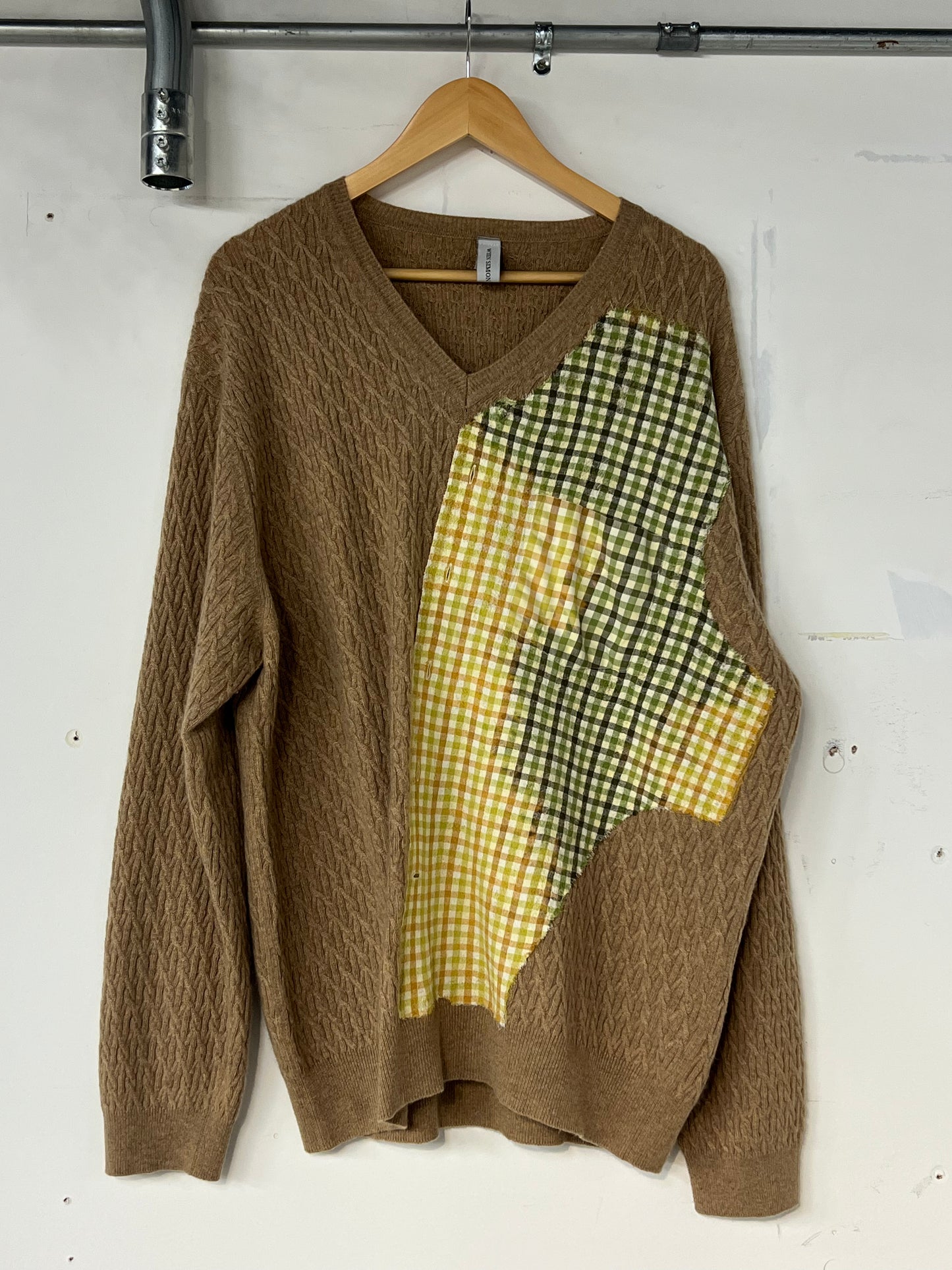 Cashmere Knit Sweater with Cotton Flannel Felted