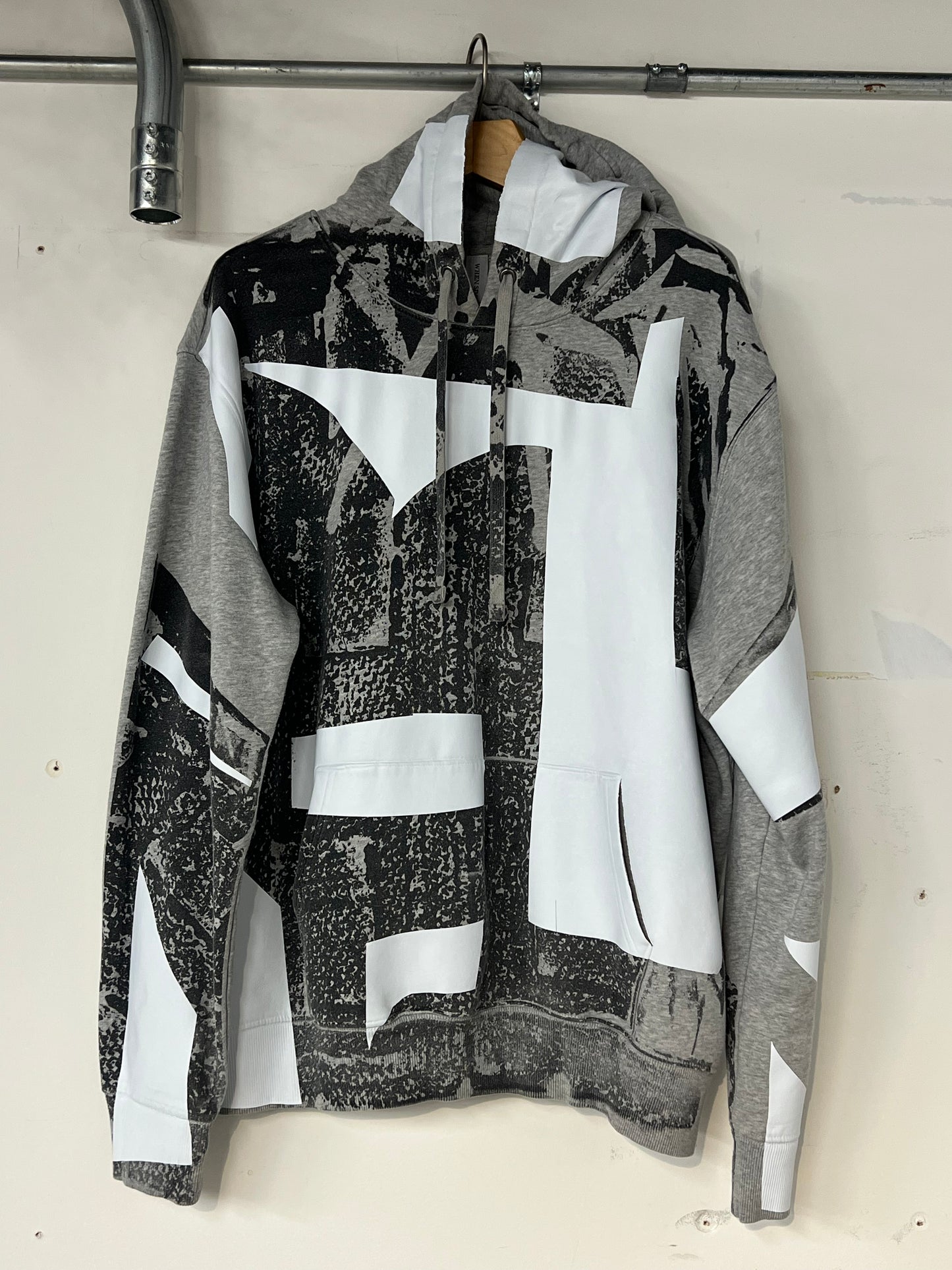 Cotton Hooded Sweatshirt with Black Print and White Foil