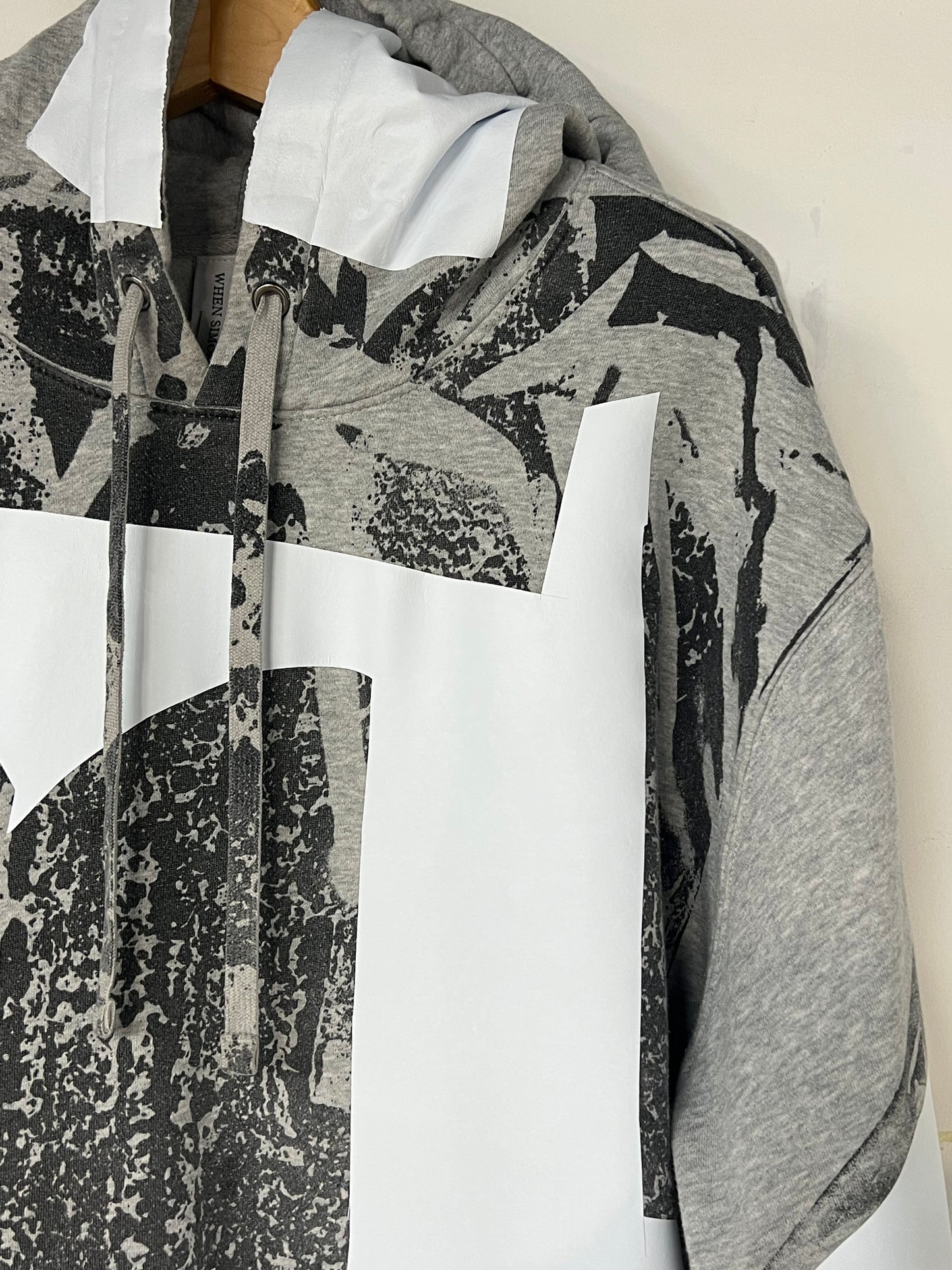 Cotton Hooded Sweatshirt with Black Print and White Foil