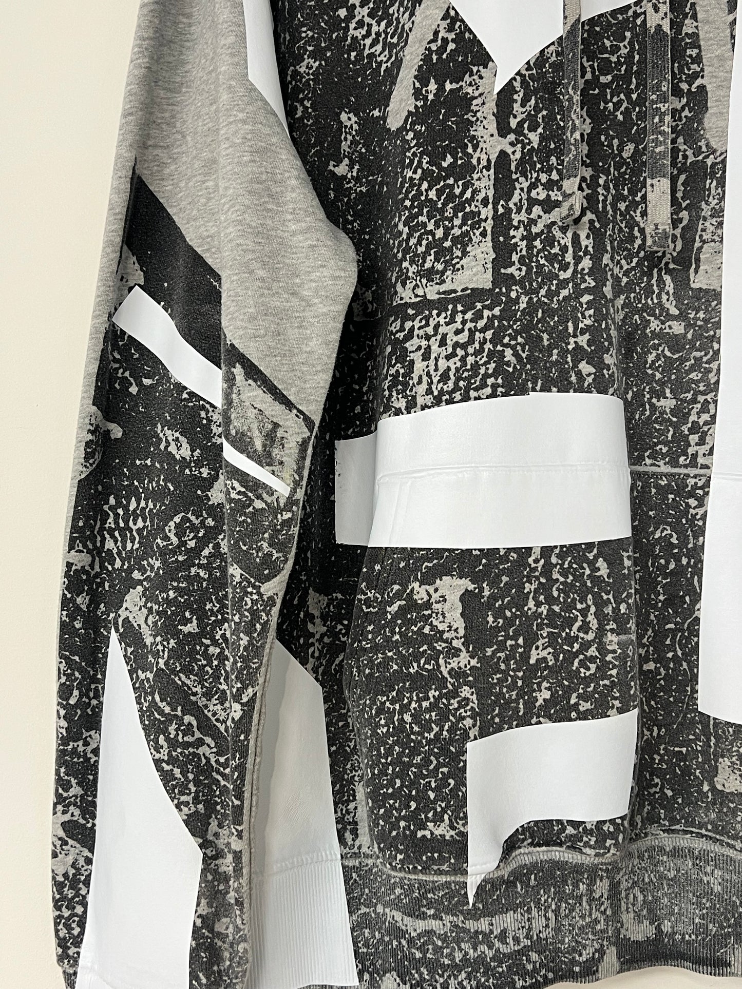 Cotton Hooded Sweatshirt with Black Print and White Foil