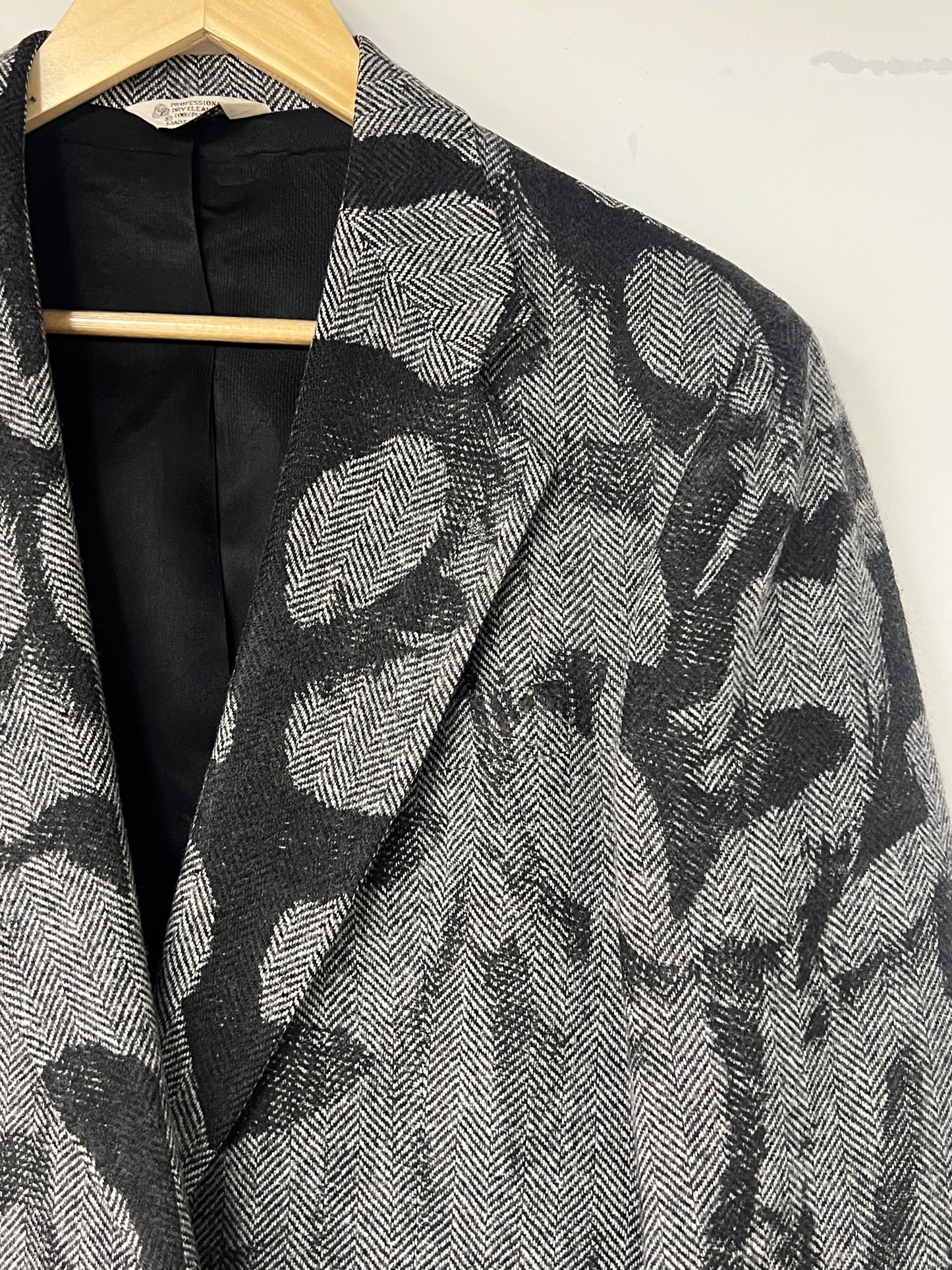 Wool Herringbone Blazer with Black Print